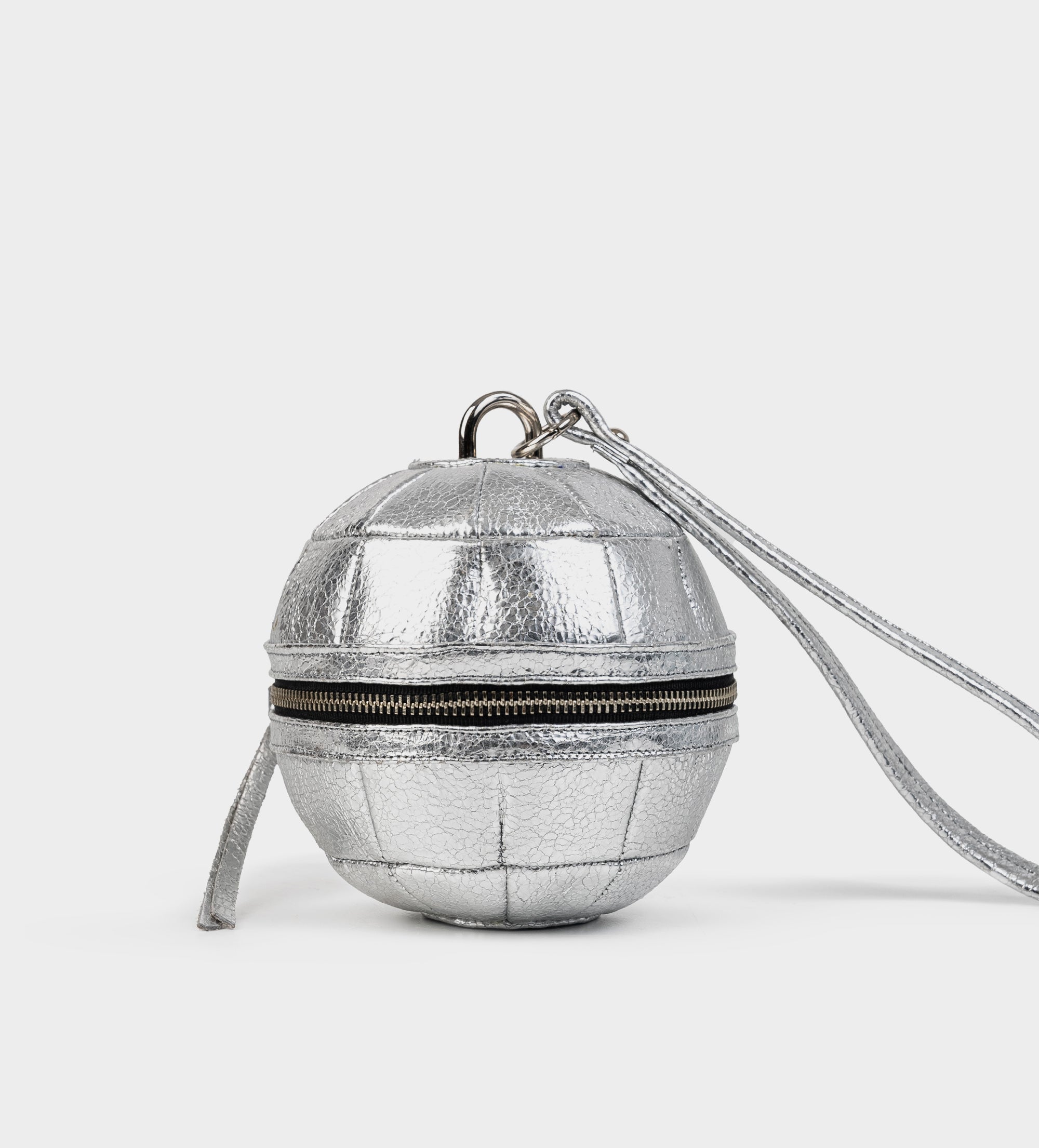 BOLSO BOLA DISCO PIEL PLATA