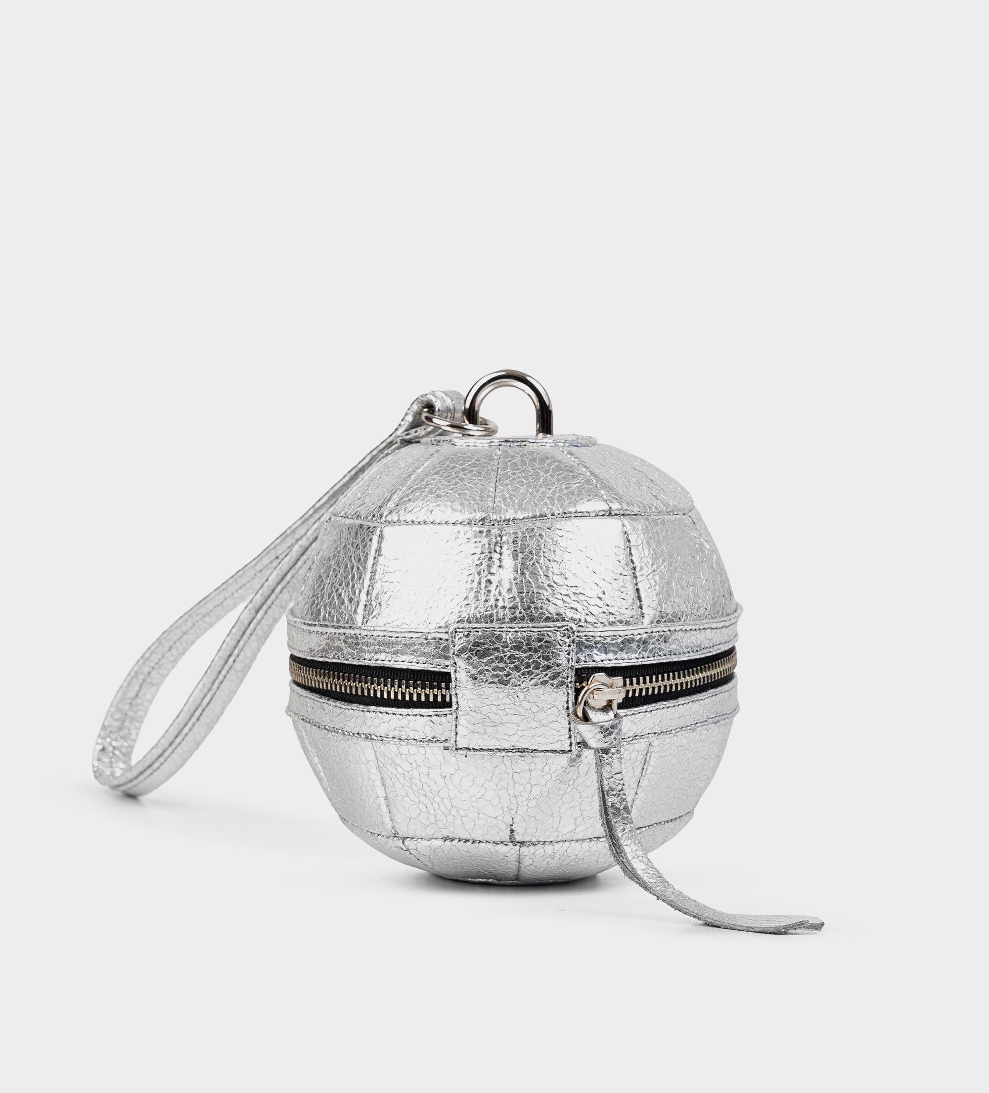 BOLSO BOLA DISCO PIEL PLATA