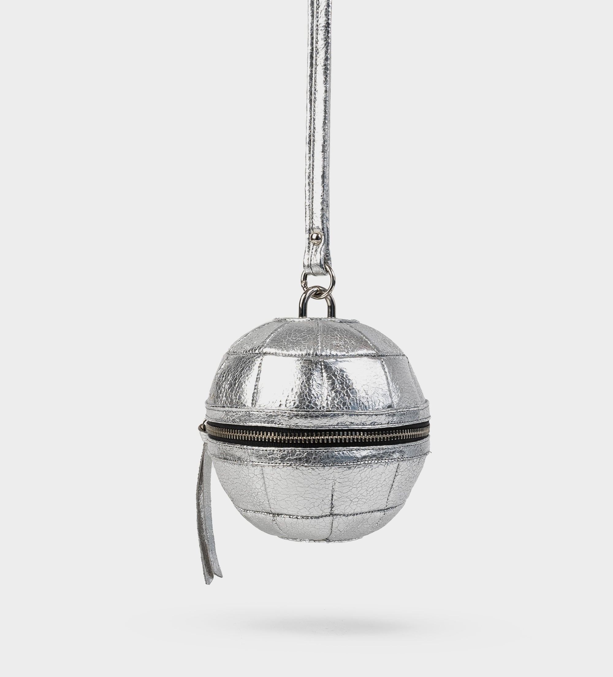 BOLSO BOLA DISCO PIEL PLATA