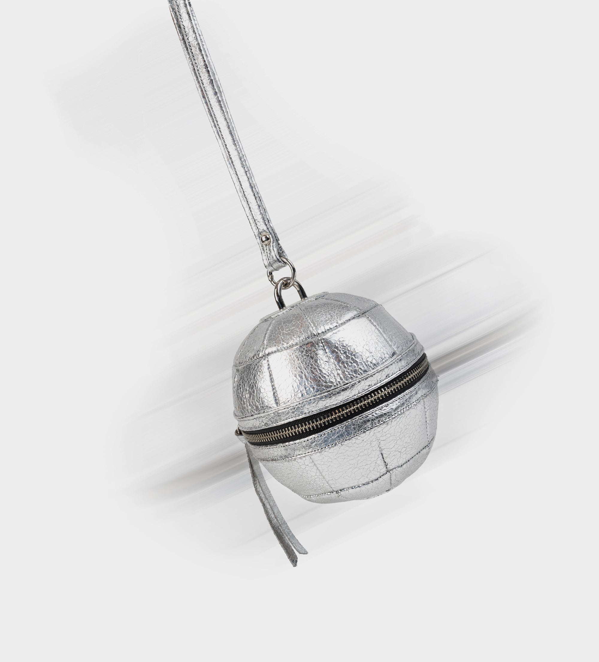 BOLSO BOLA DISCO PIEL PLATA