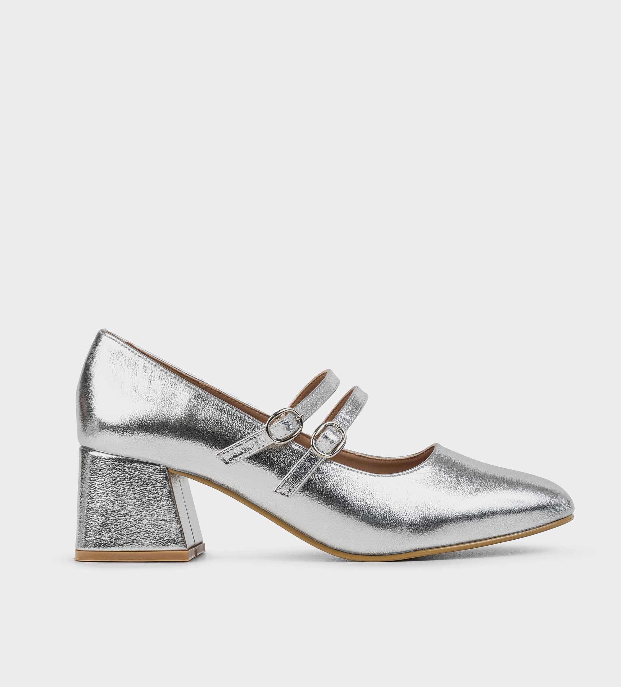 ZAPATO TACÓN MARY JANE PLATA