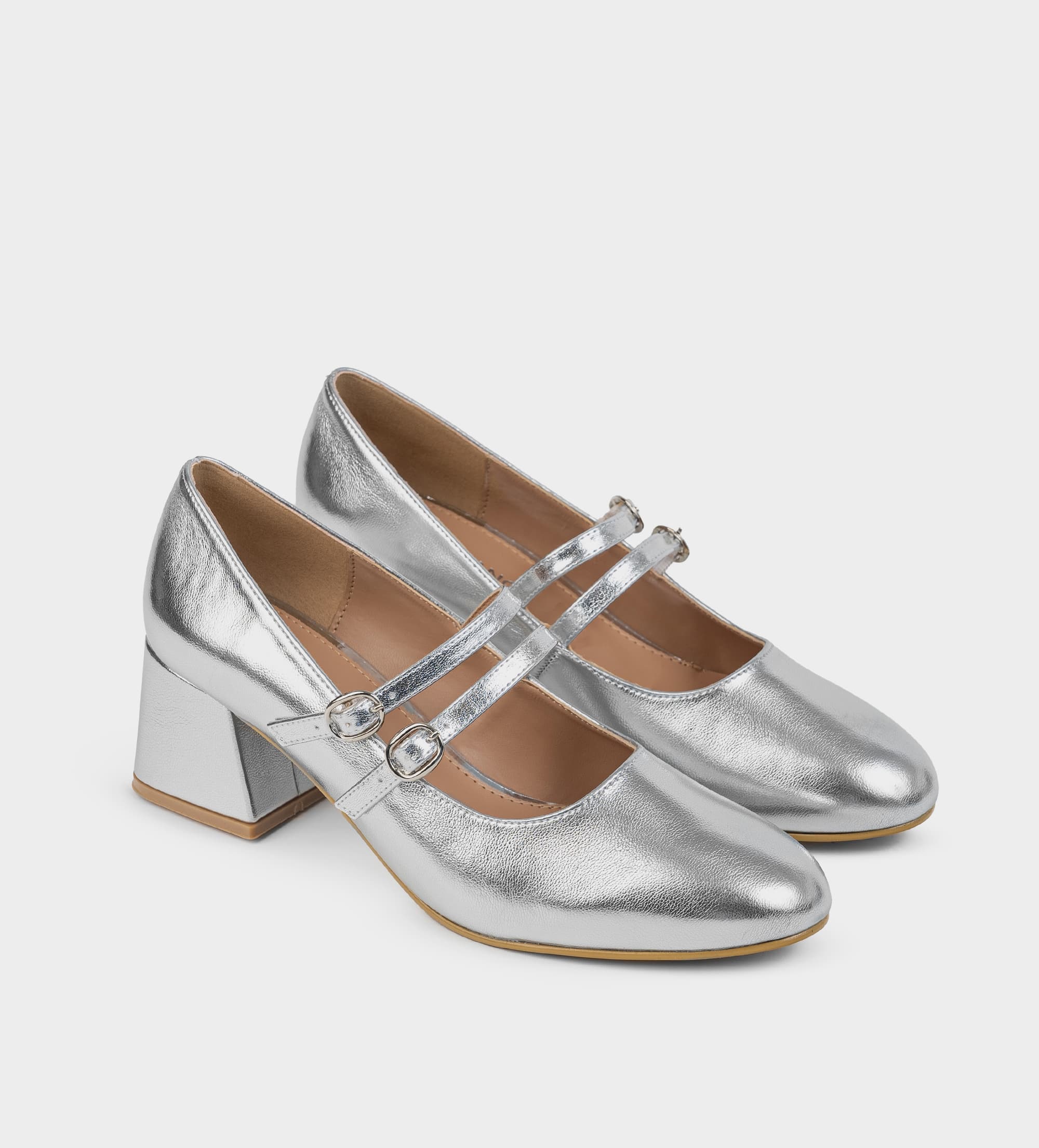 ZAPATO TACÓN MARY JANE PLATA