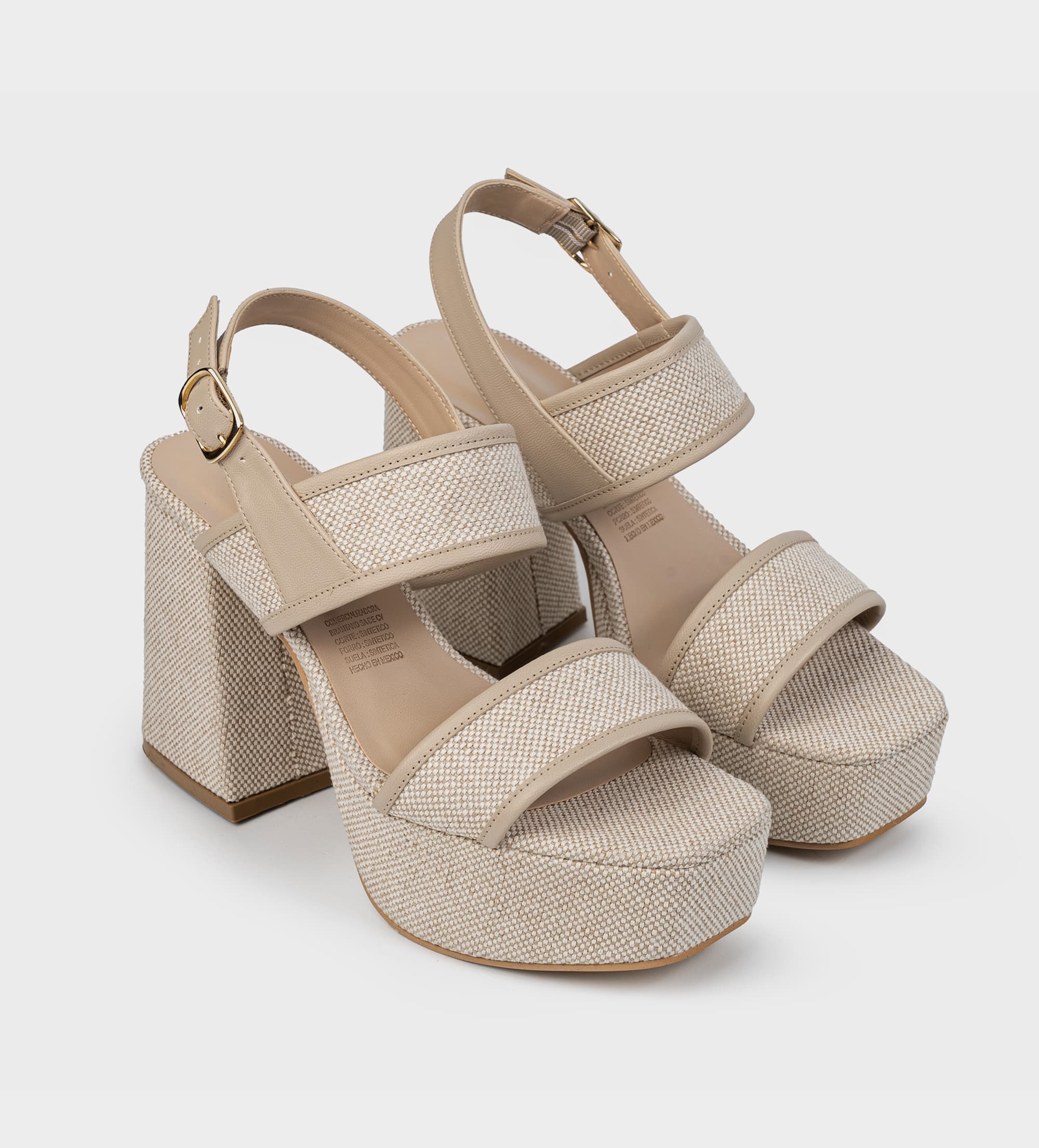 SANDALIA PLATAFORMA ALTA TEXTIL BEIGE