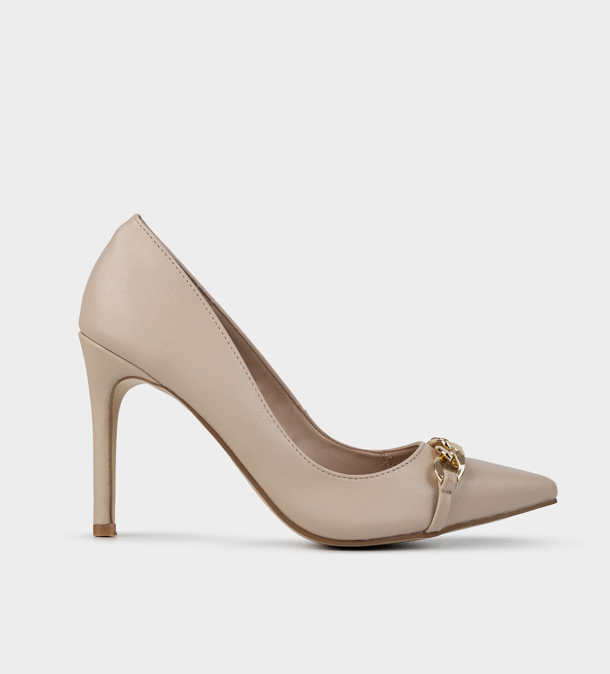 ZAPATILLA TACÓN ALTO CADENA NUDE