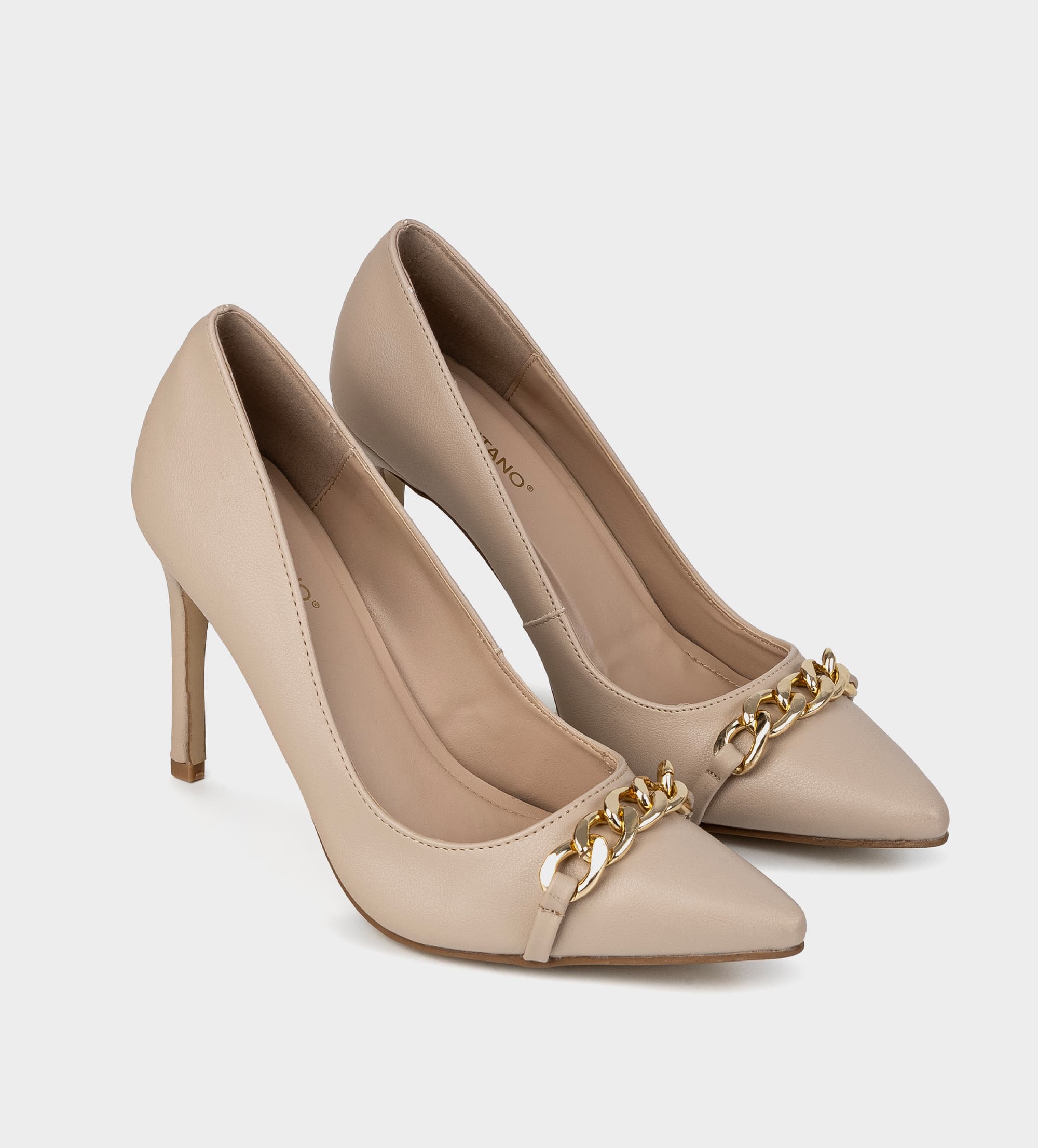 ZAPATILLA TACÓN ALTO CADENA NUDE