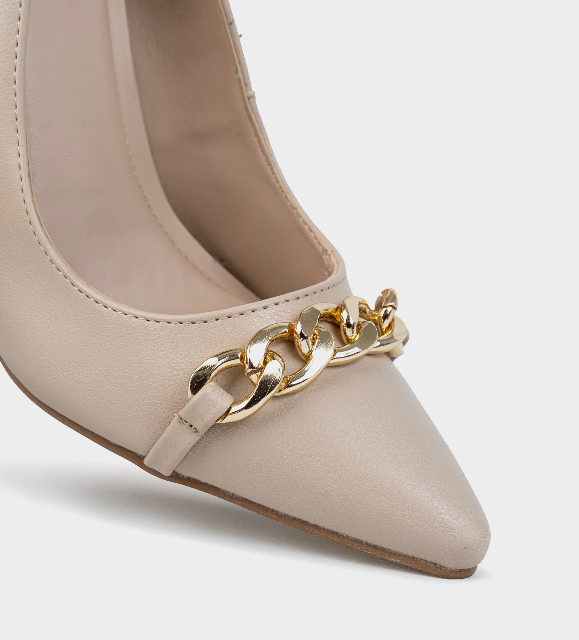 ZAPATILLA TACÓN ALTO CADENA NUDE