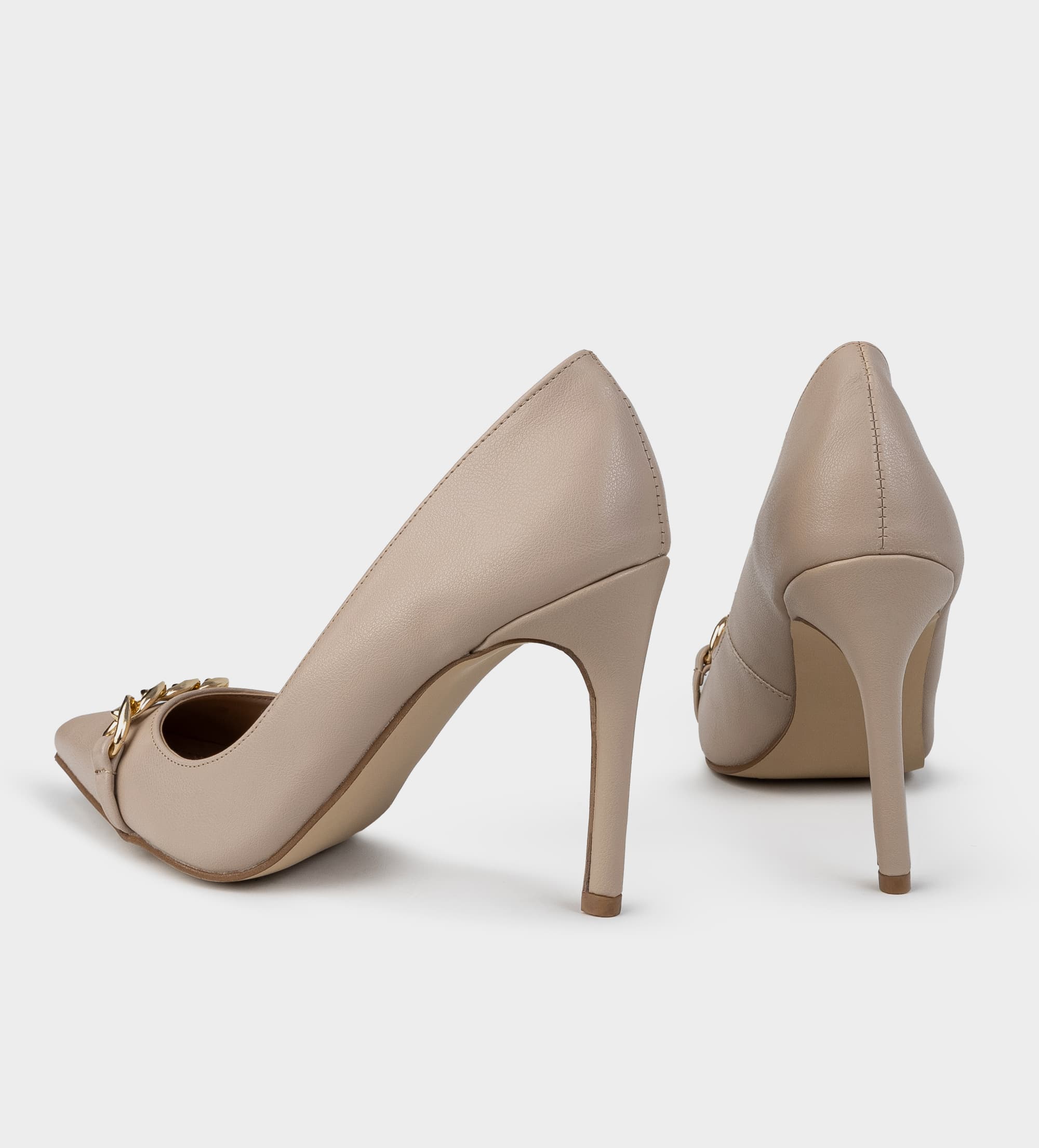 ZAPATILLA TACÓN ALTO CADENA NUDE