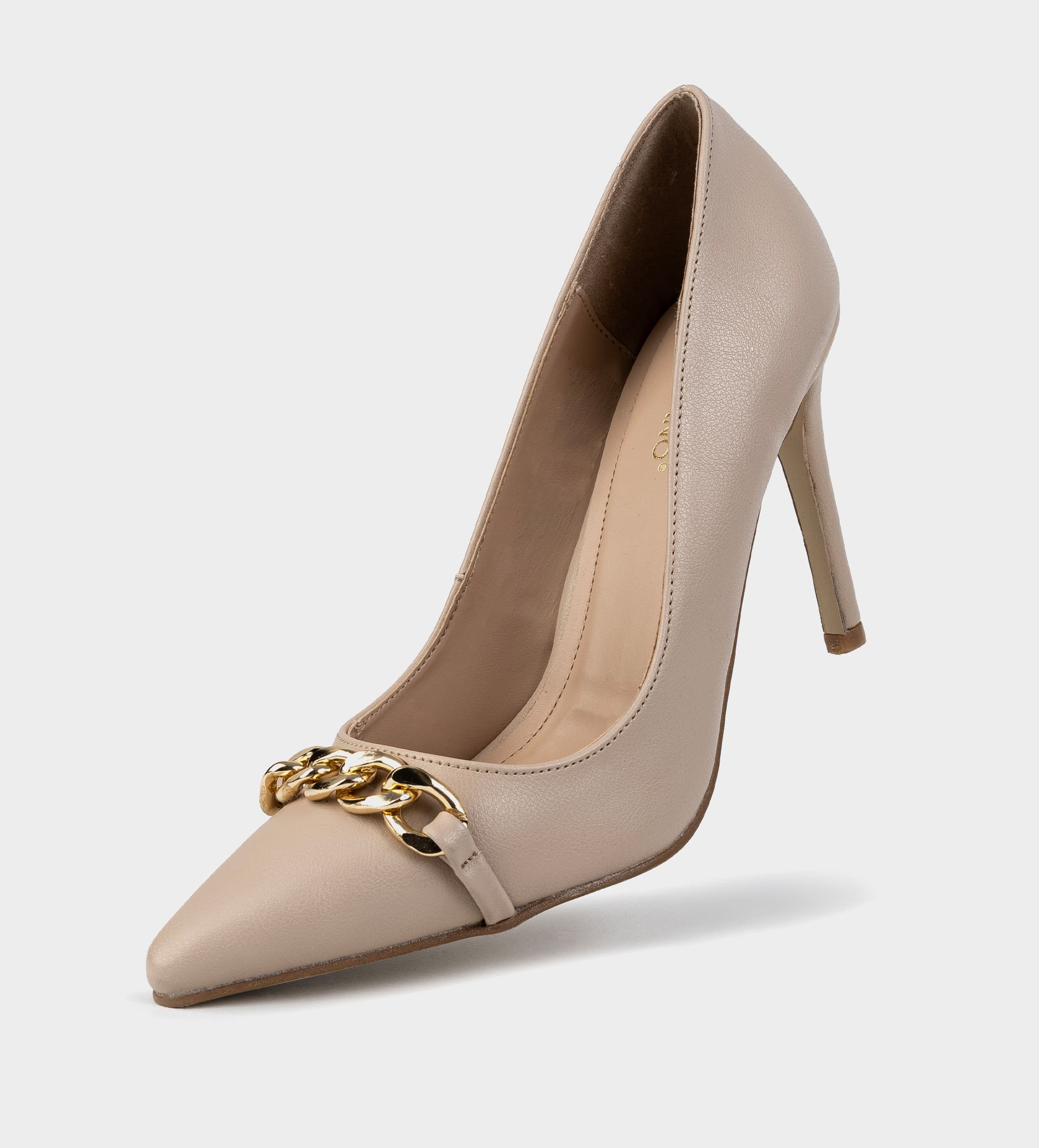 ZAPATILLA TACÓN ALTO CADENA NUDE
