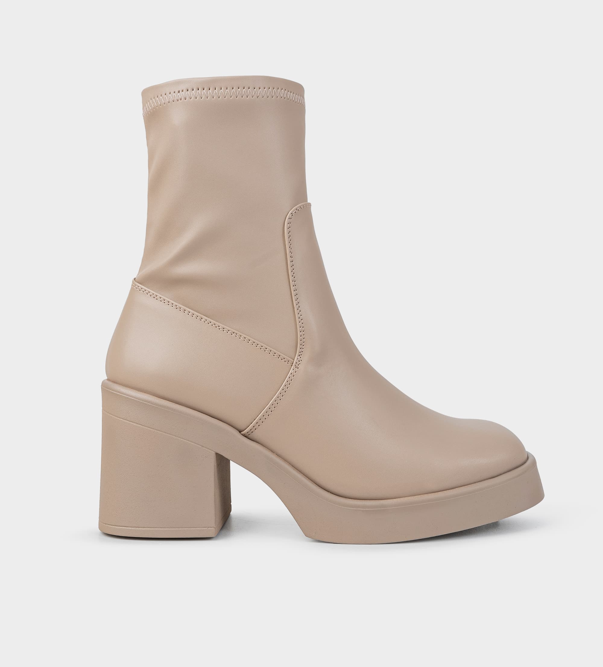 BOTÍN STRETCH TACÓN NUDE