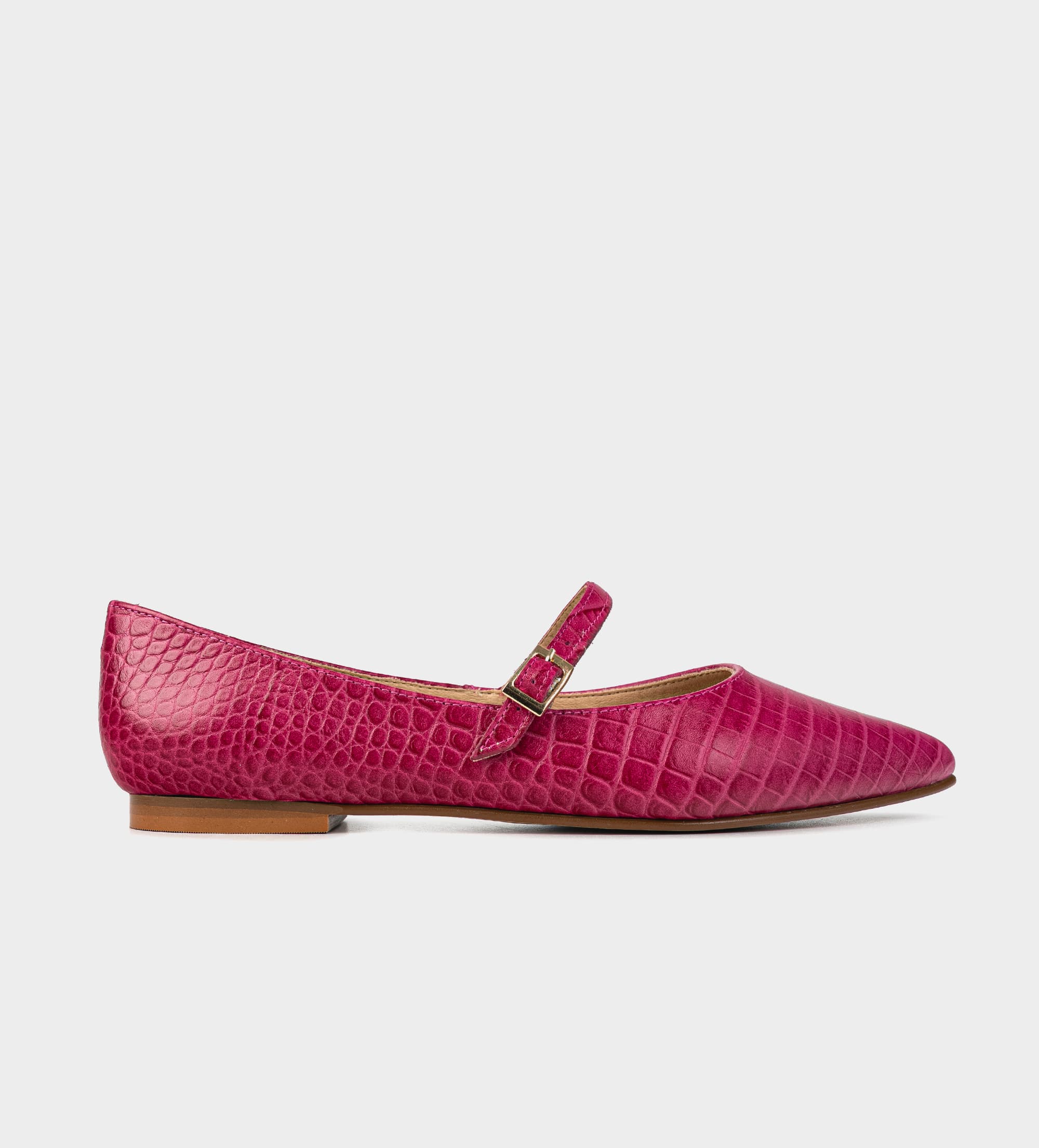 BALERINA MARY JANE TEXTURA PIEL ROSA