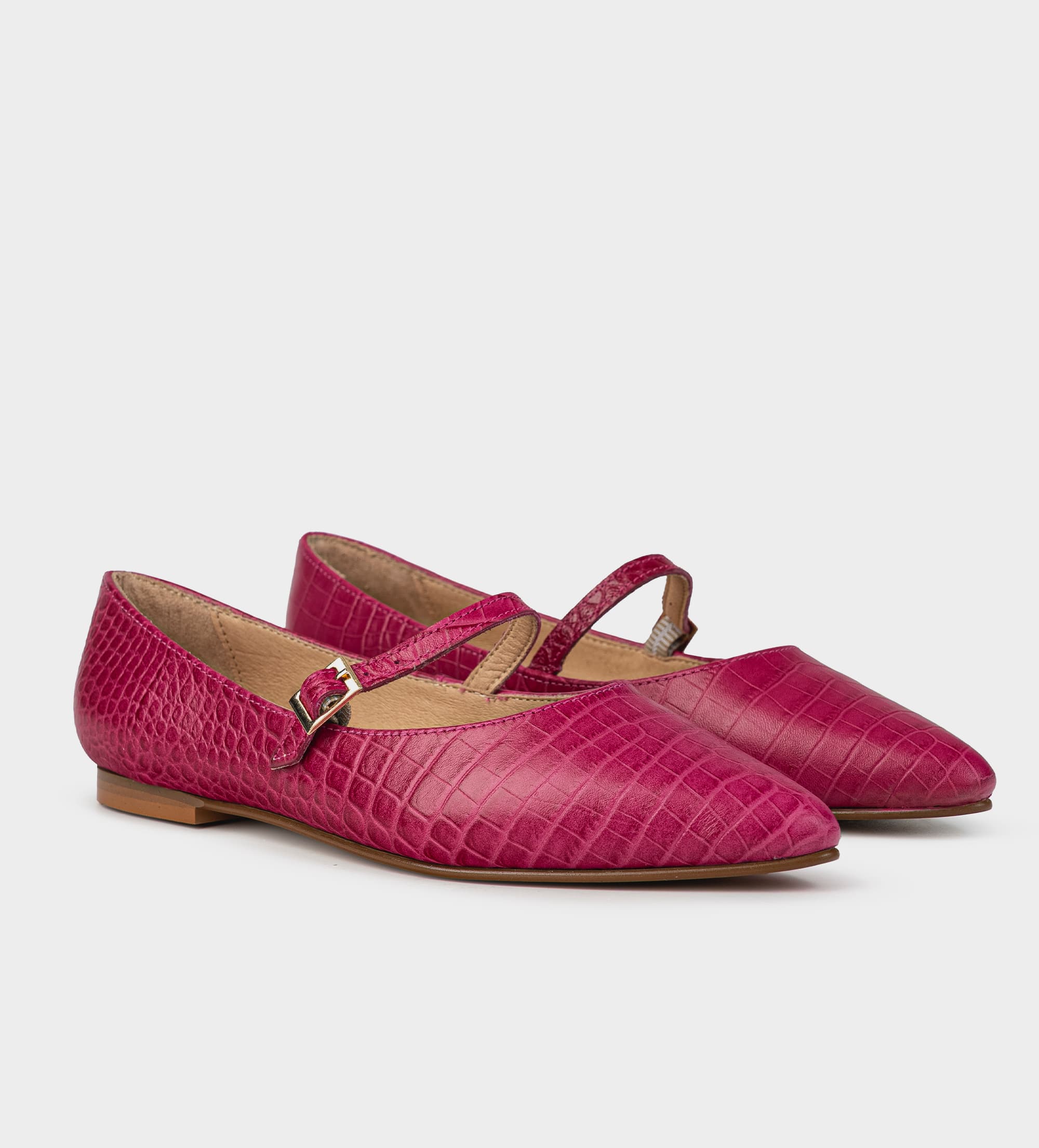 BALERINA MARY JANE TEXTURA PIEL ROSA