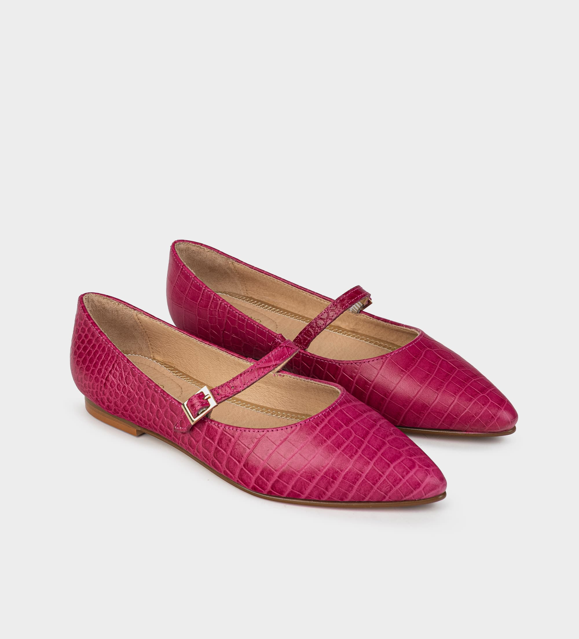 BALERINA MARY JANE TEXTURA PIEL ROSA