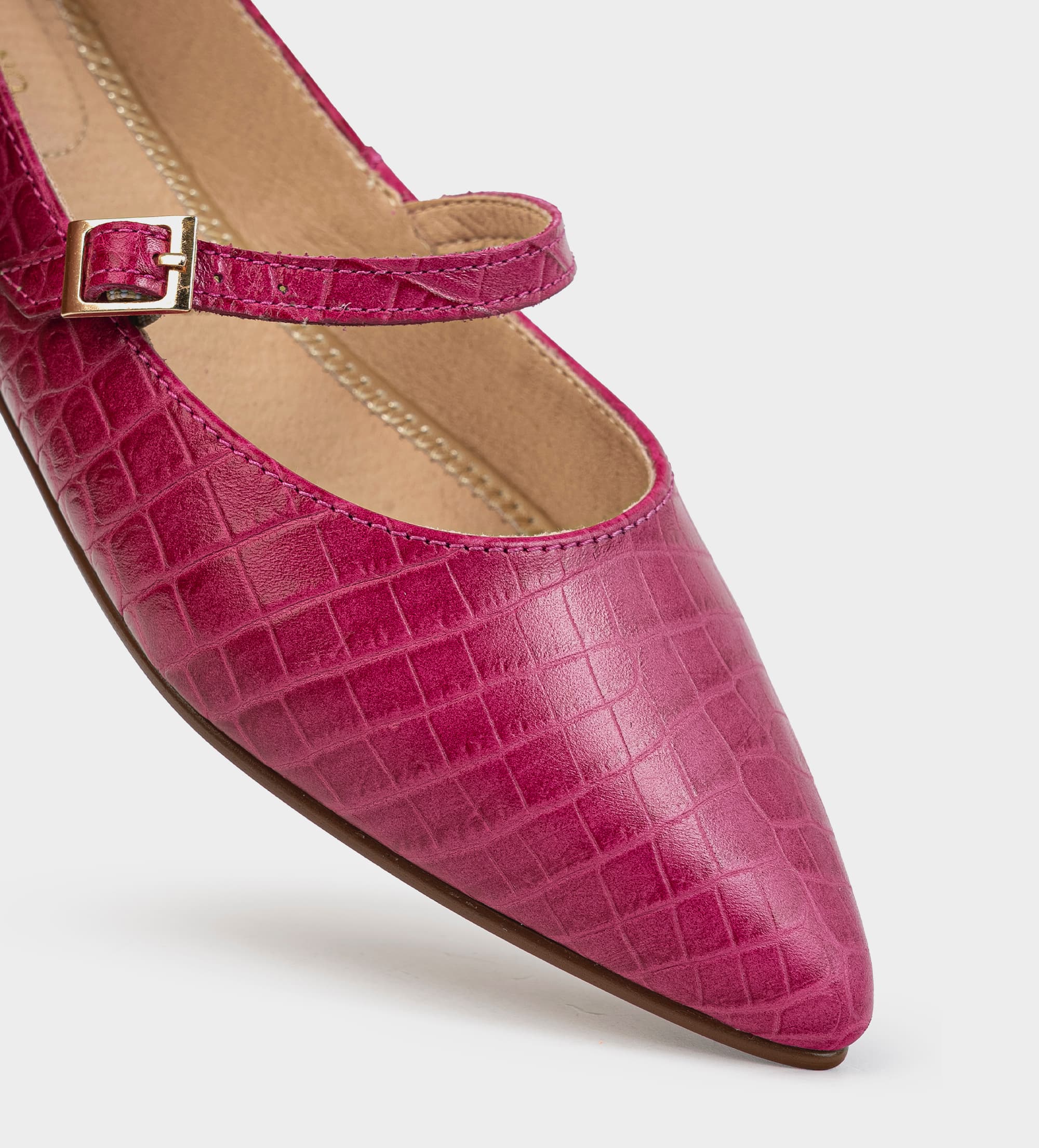 BALERINA MARY JANE TEXTURA PIEL ROSA