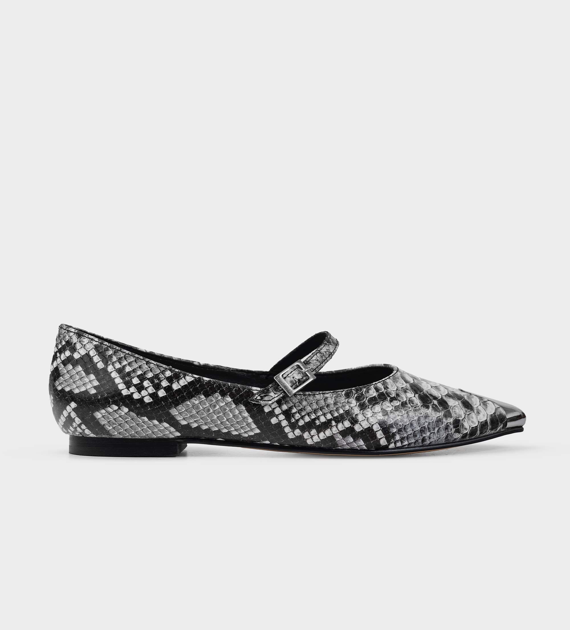 BALLERINA MARY JANE PIEL GRIS ANIMAL PRINT