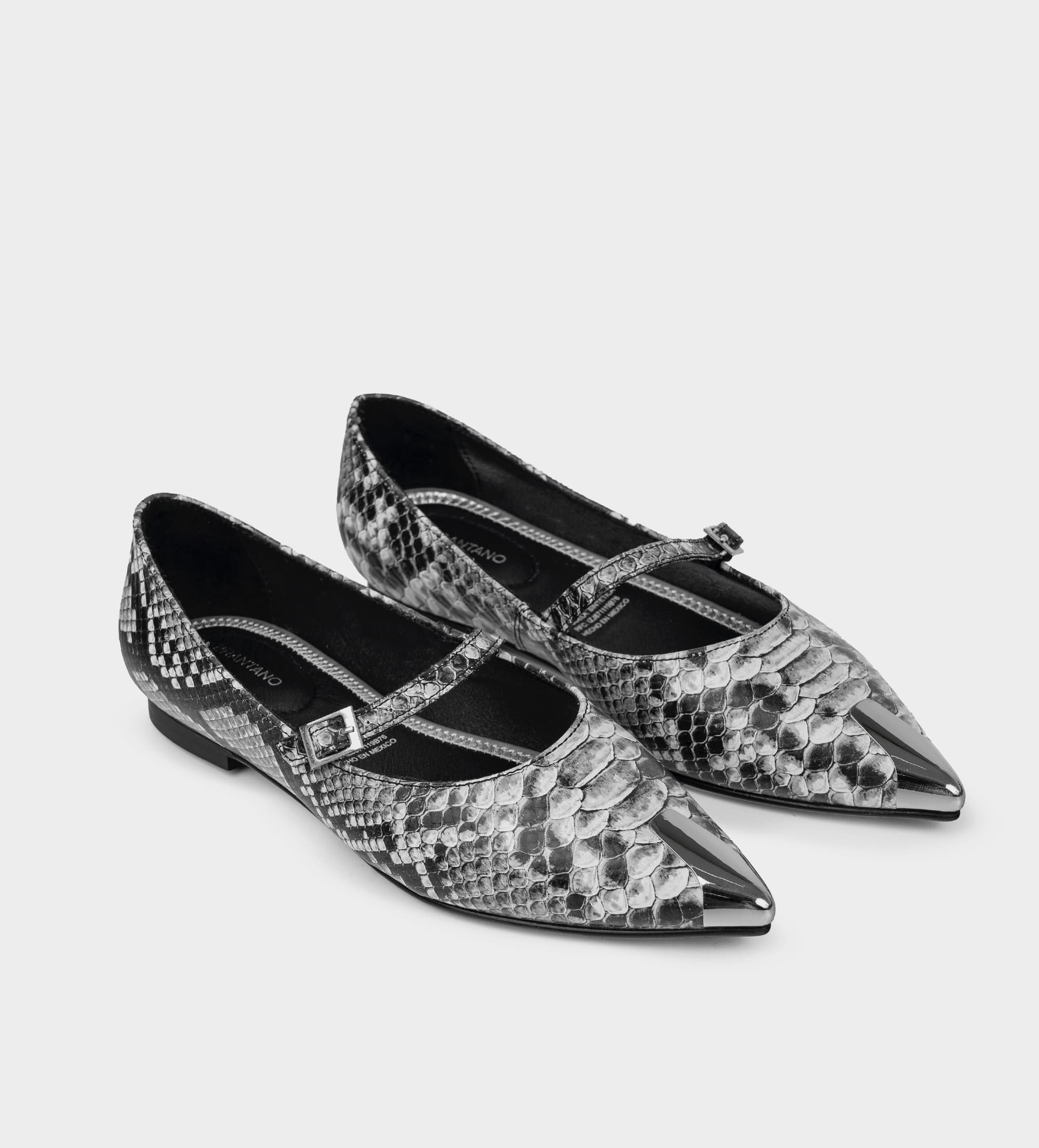 BALLERINA MARY JANE PIEL GRIS ANIMAL PRINT