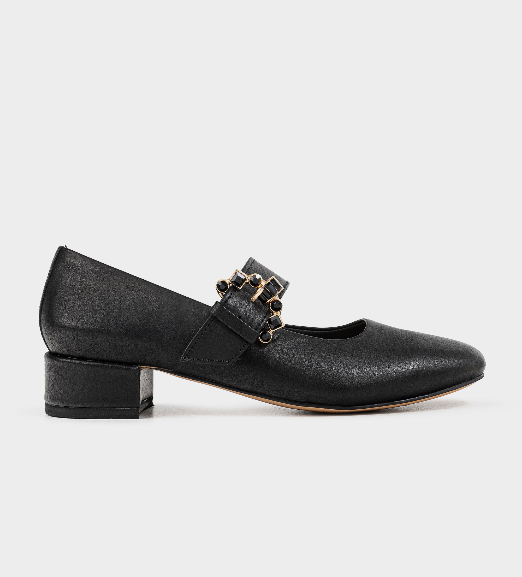 BALERINA BROCHE PEDRERÍA PIEL NEGRO