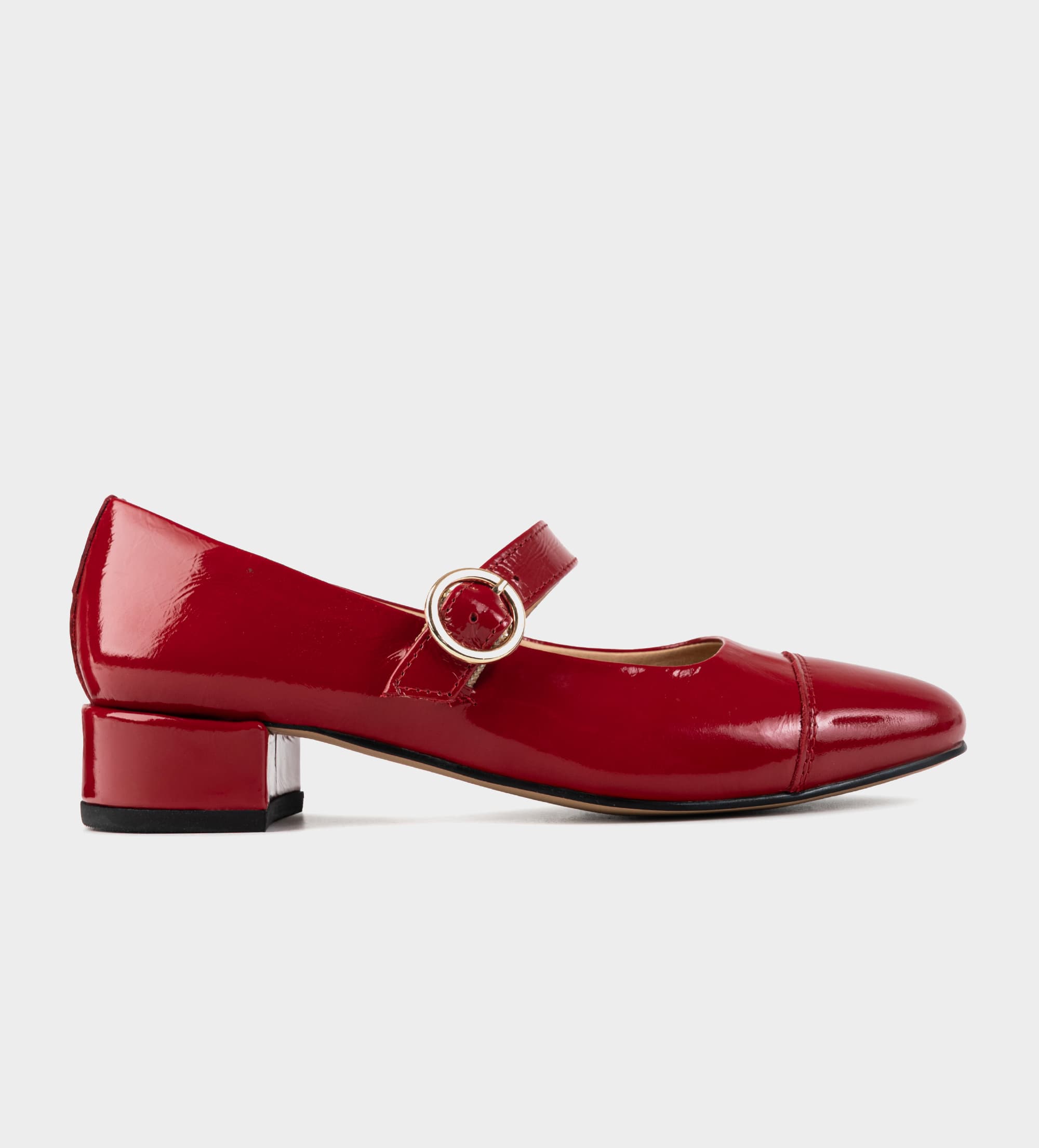ZAPATO TACÓN BAJO CHAROL ROJO –