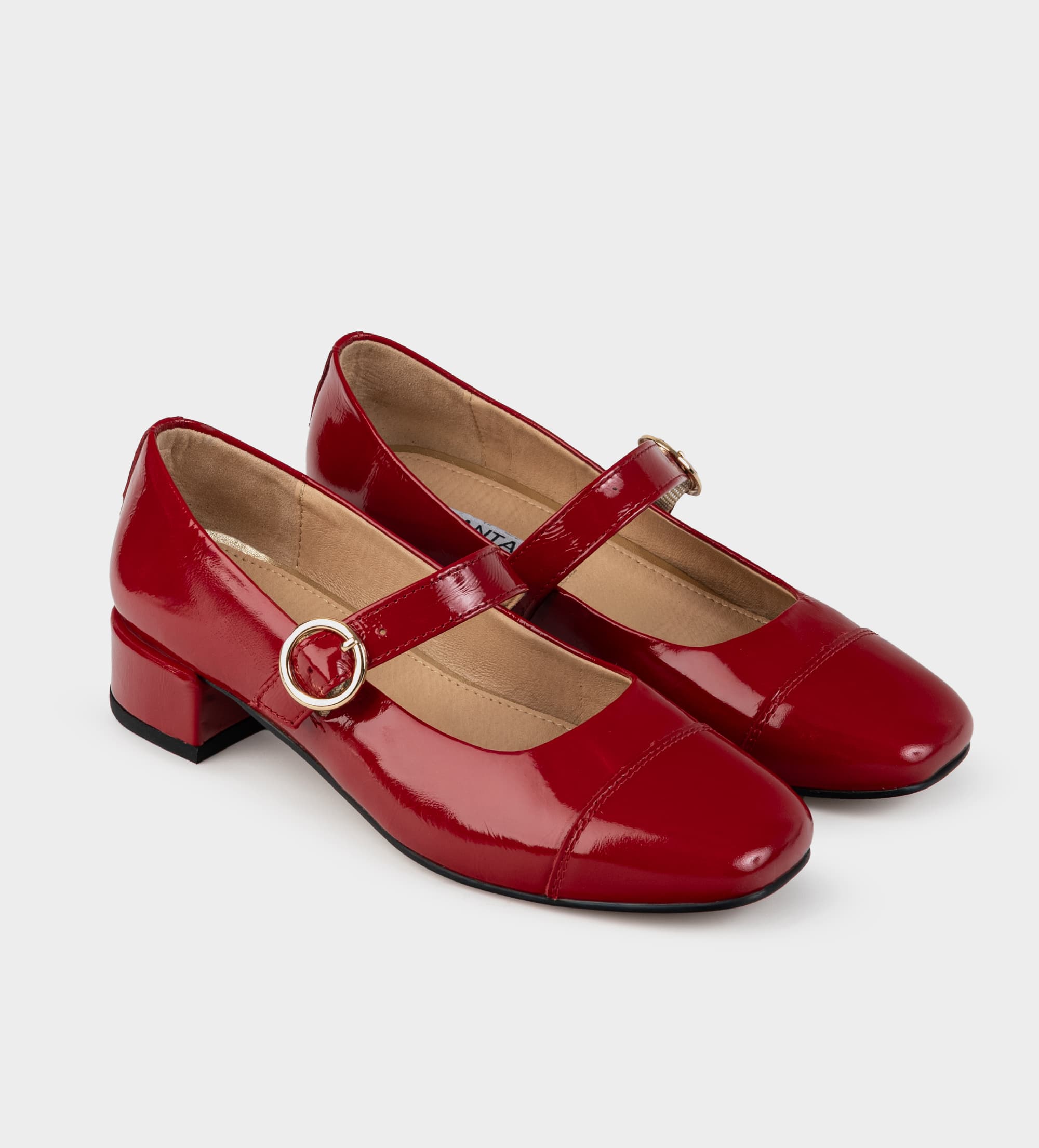 ZAPATO TACÓN BAJO CHAROL ROJO