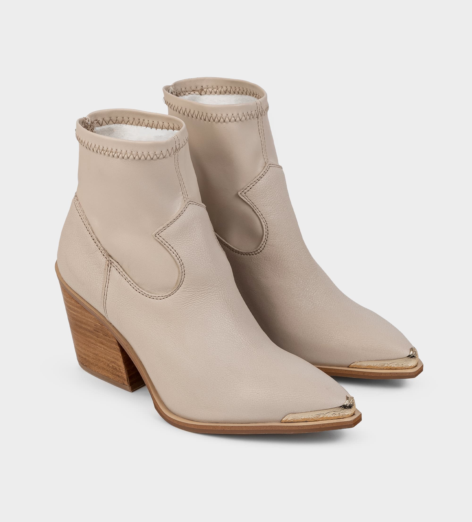BOTÍN WESTERN STRETCH PIEL BEIGE