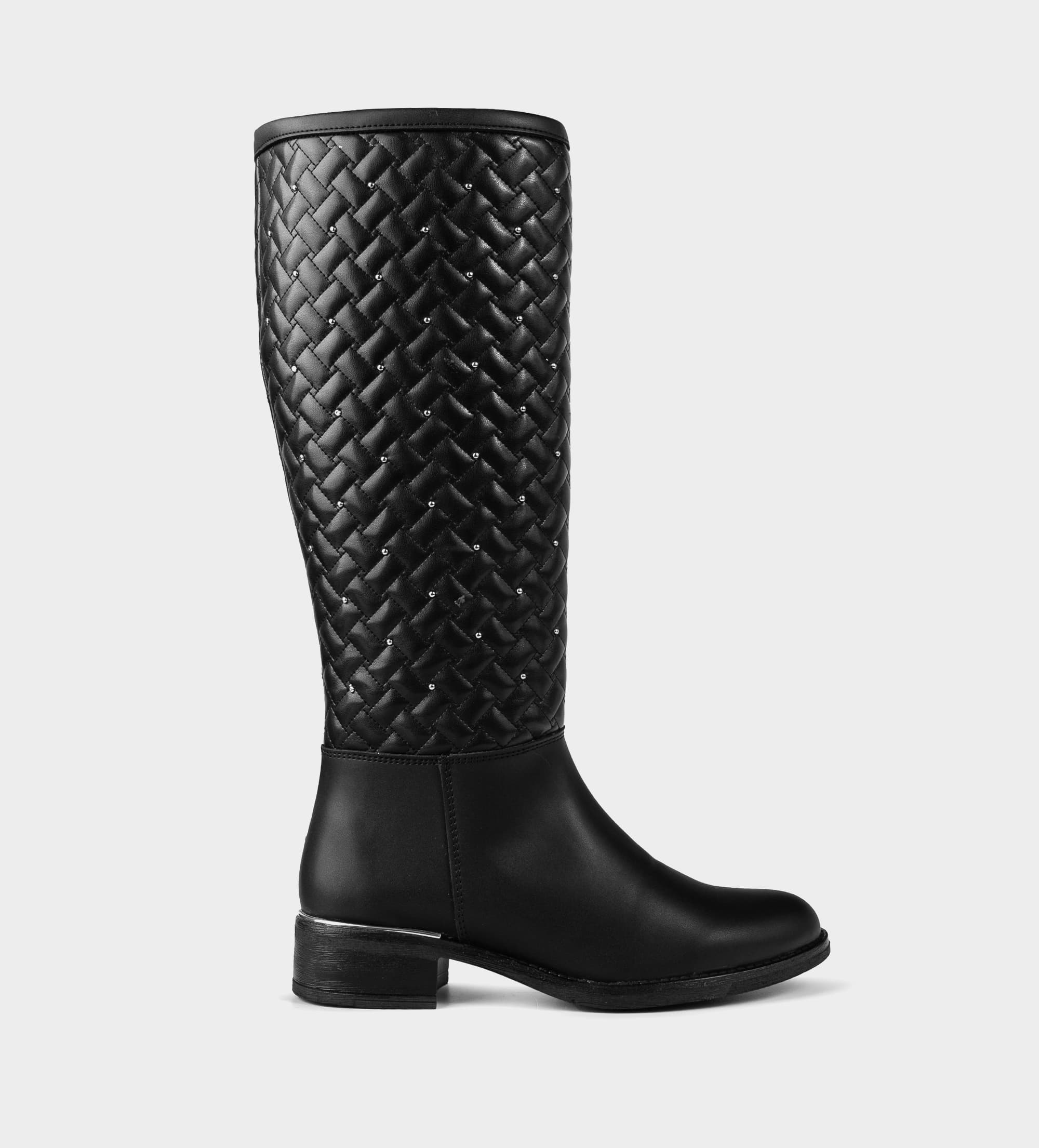 BOTA ALTA NEGRO CON ESTOPEROLES