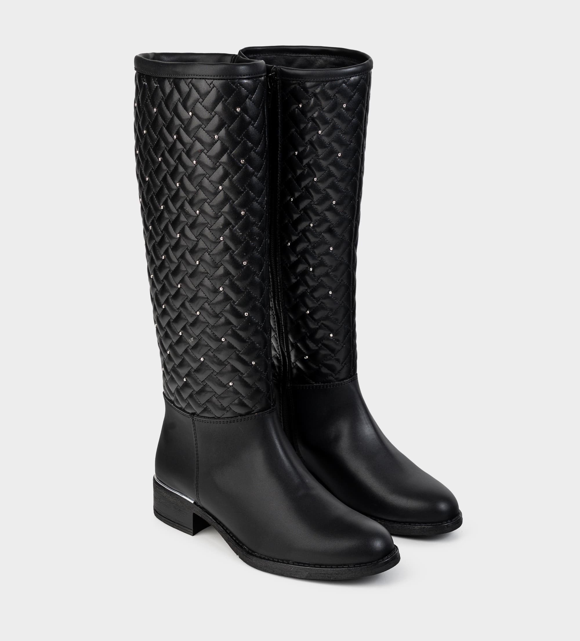 BOTA ALTA NEGRO CON ESTOPEROLES