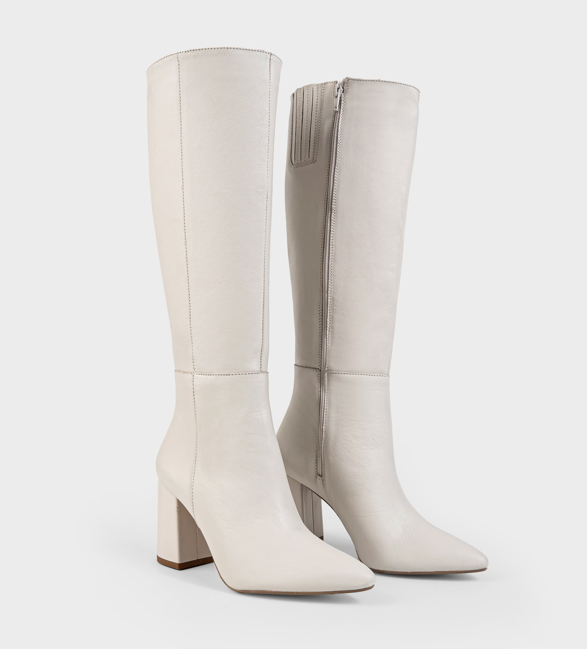 BOTA ALTA PIEL BLANCO