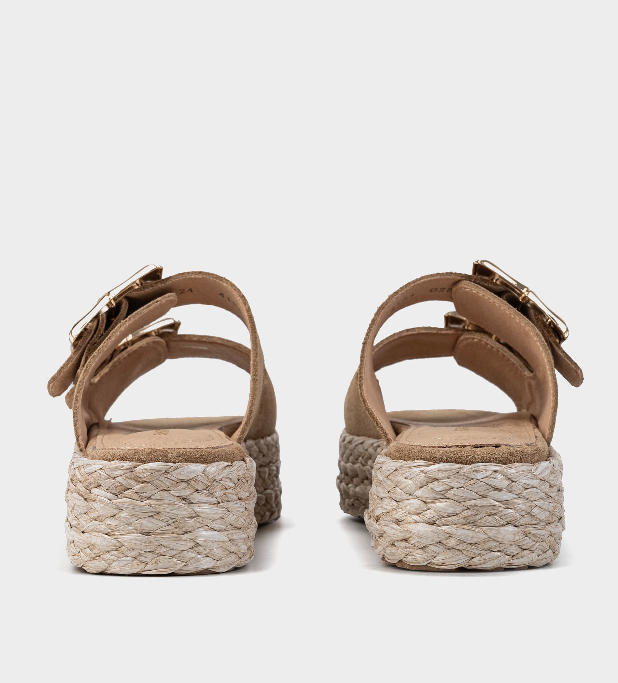 SANDALIA DOBLE HEBILLA GAMUZA CAMEL