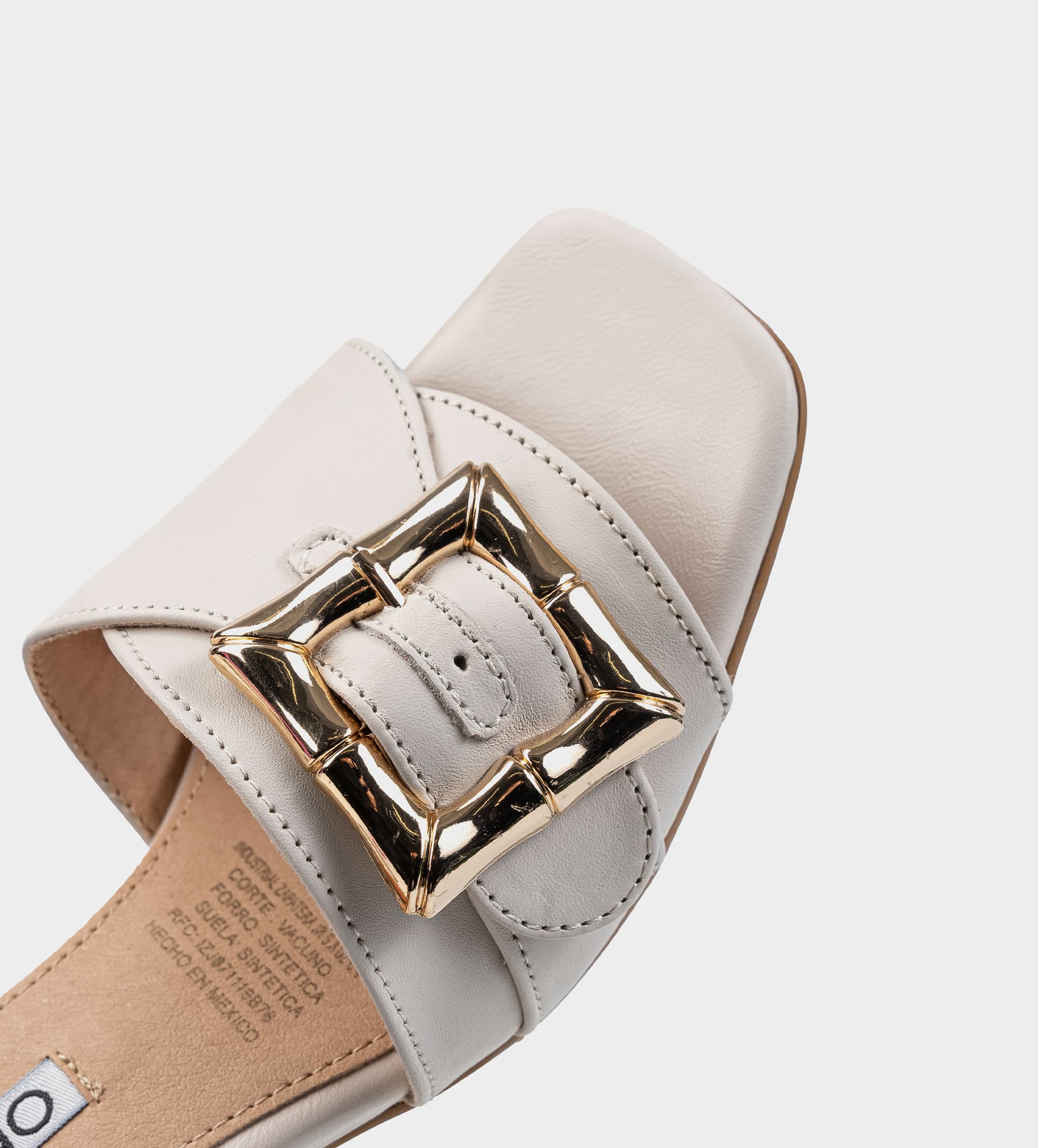 SANDALIA MULE TACÓN PIEL BLANCO