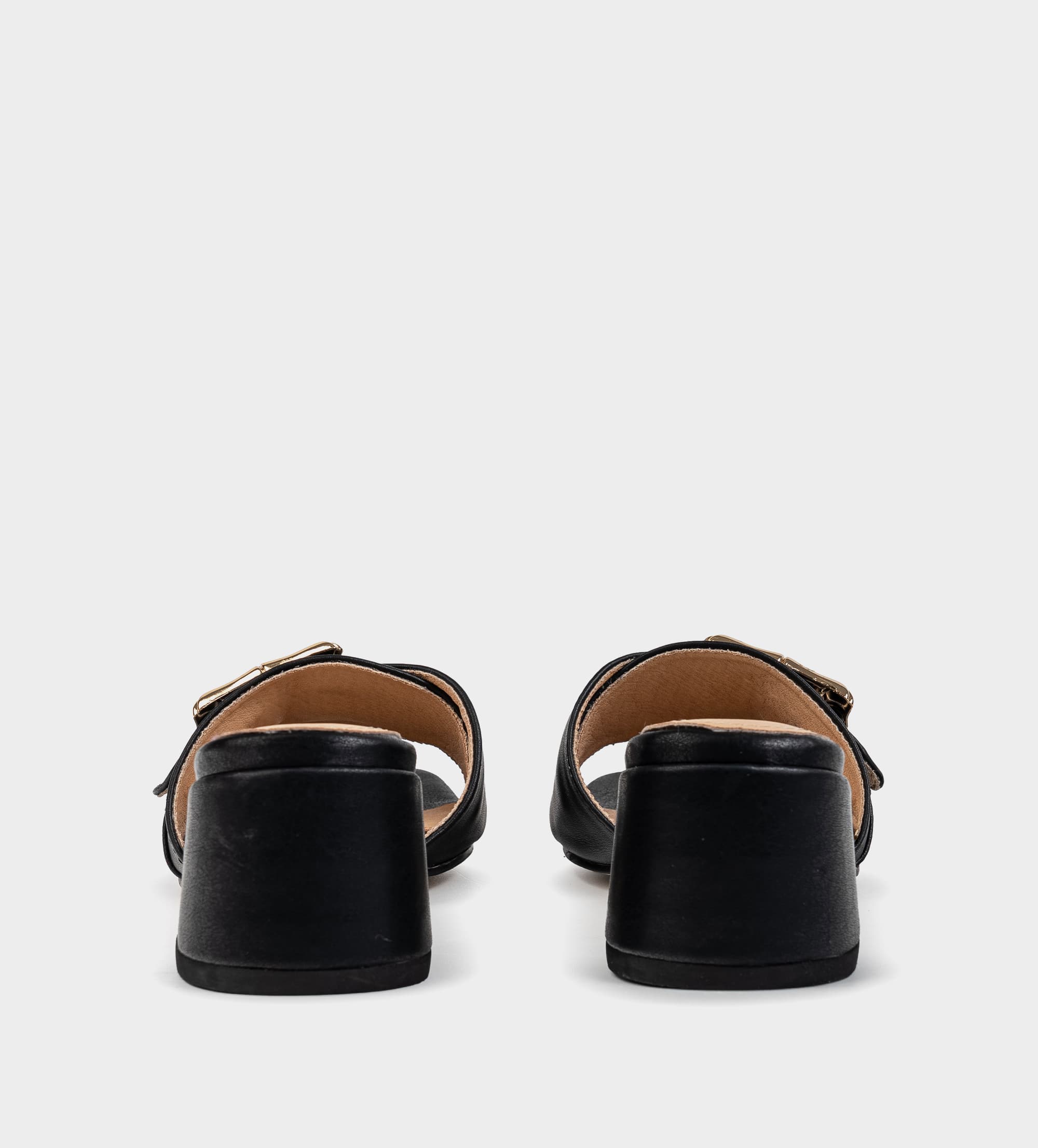 SANDALIA MULE TACÓN PIEL NEGRO