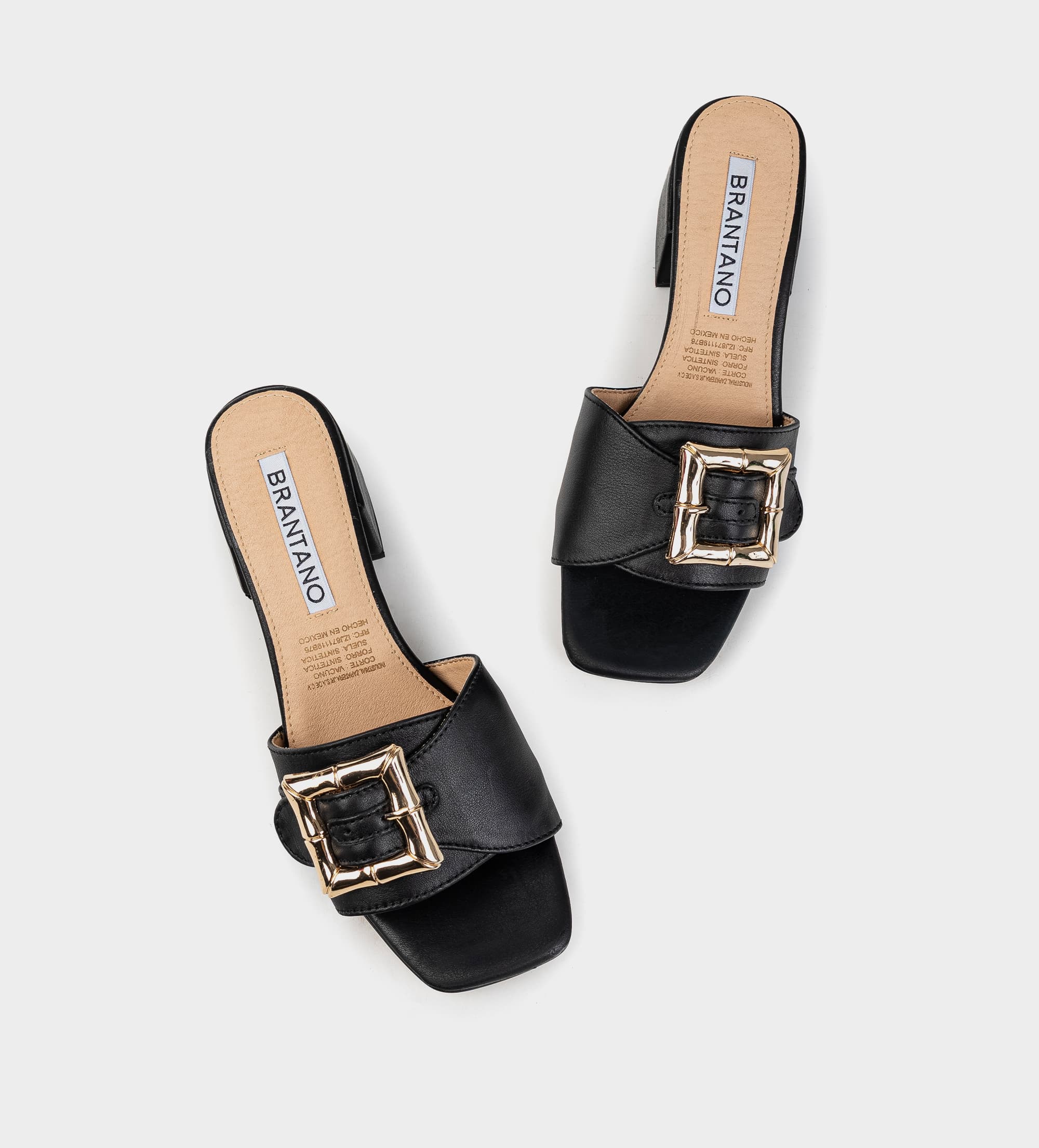 SANDALIA MULE TACÓN PIEL NEGRO