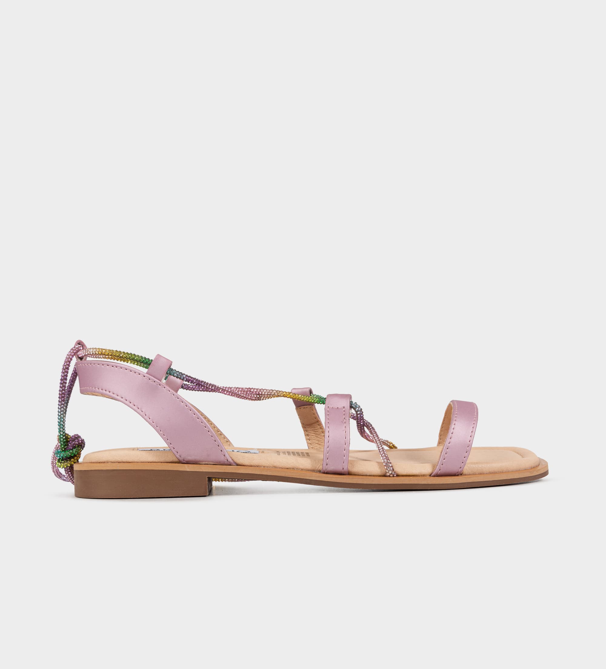 SANDALIA PLANA TIRAS BRILLOS ROSA