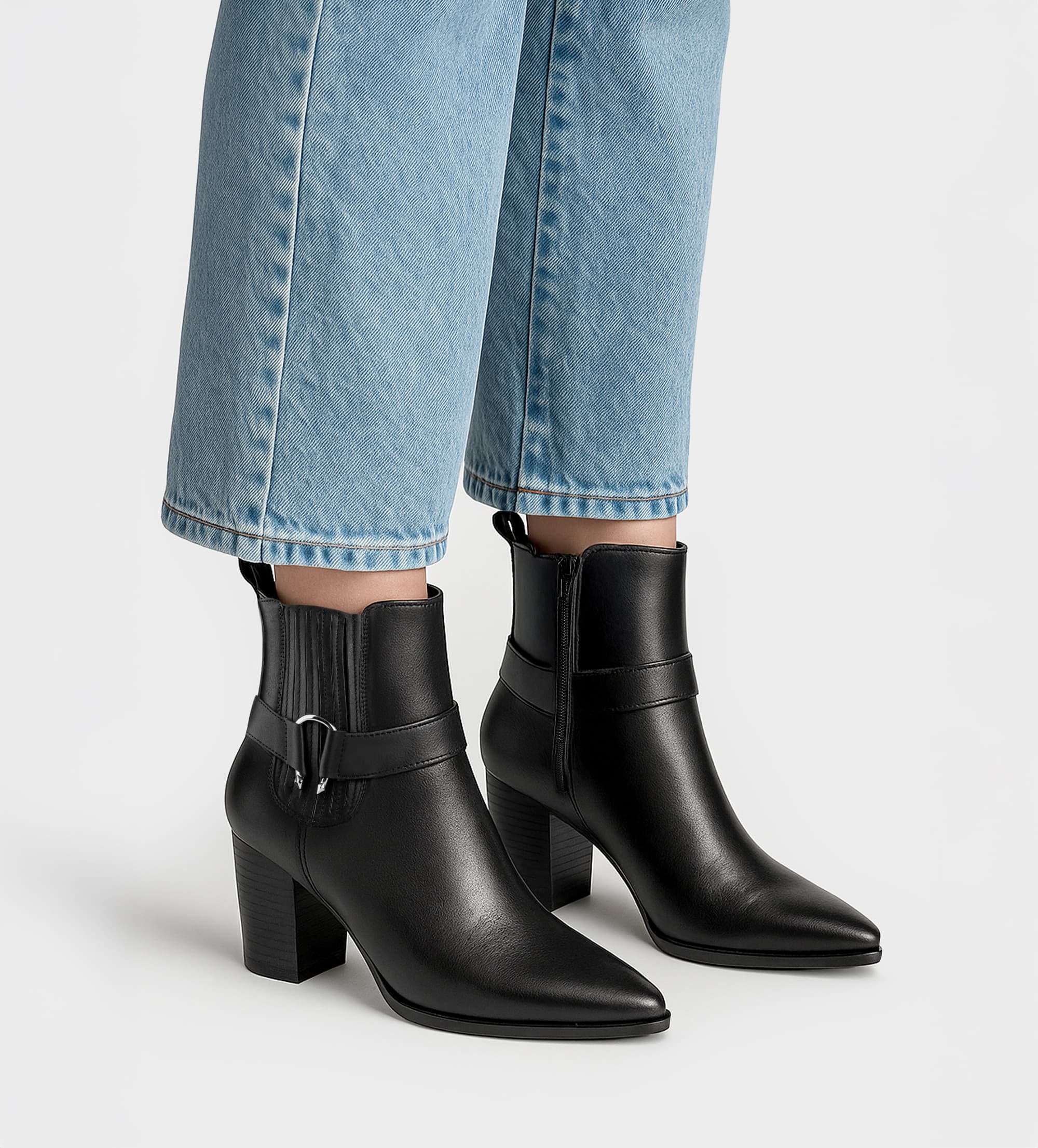 BOTA MEDIA WESTERN HEBILLA PIEL NEGRO