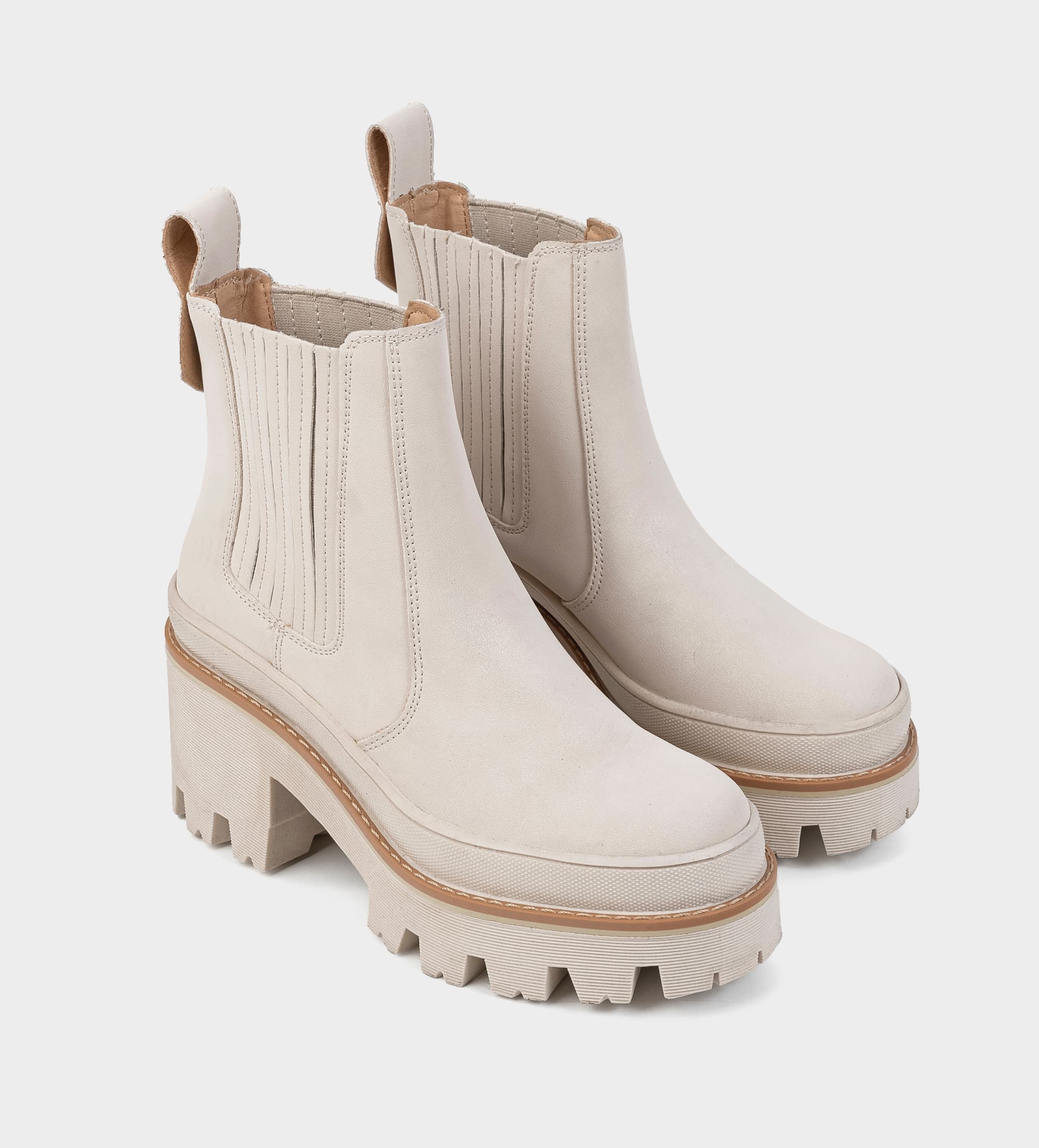 BOTÍN CHELSEA PLATAFORMA BEIGE