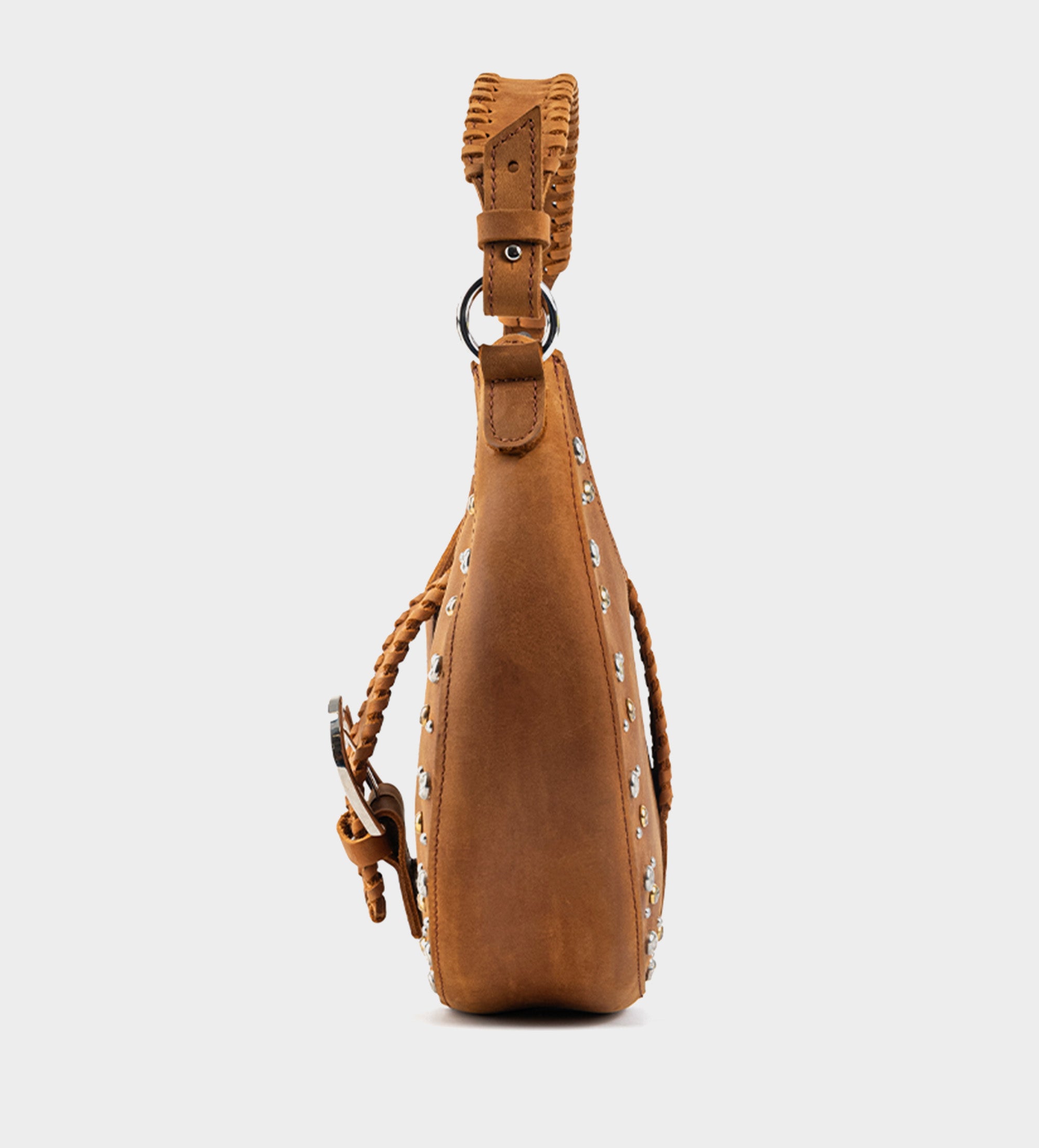 BOLSO HANDLE PIEL MIEL APLICACIONES METÁLICAS