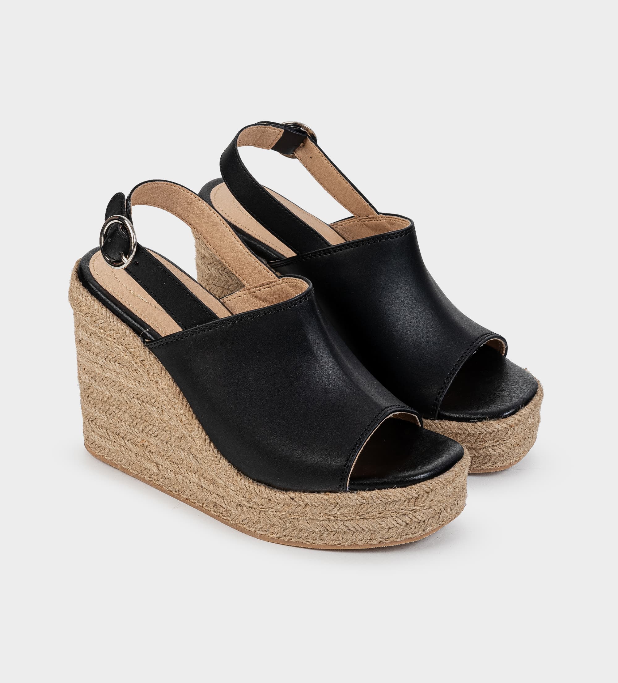 SANDALIA CUÑA PLATAFORMA NEGRO