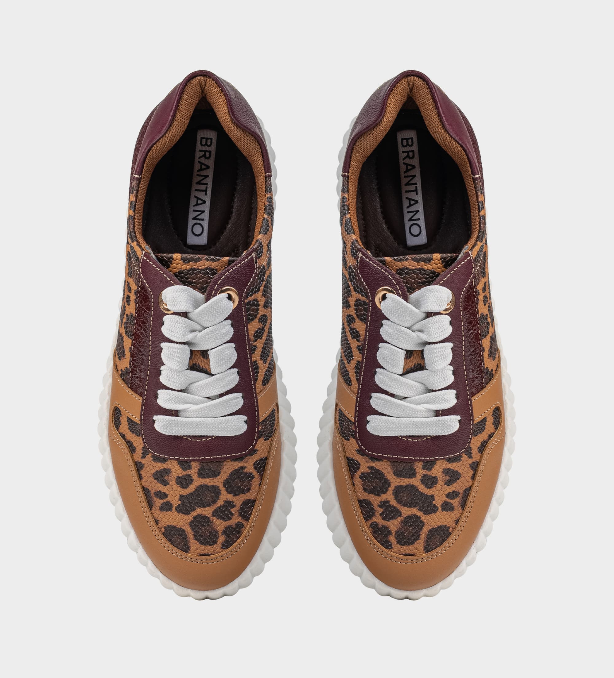 SNEAKER PLATAFORMA ANIMAL PRINT VINO Y CAMEL
