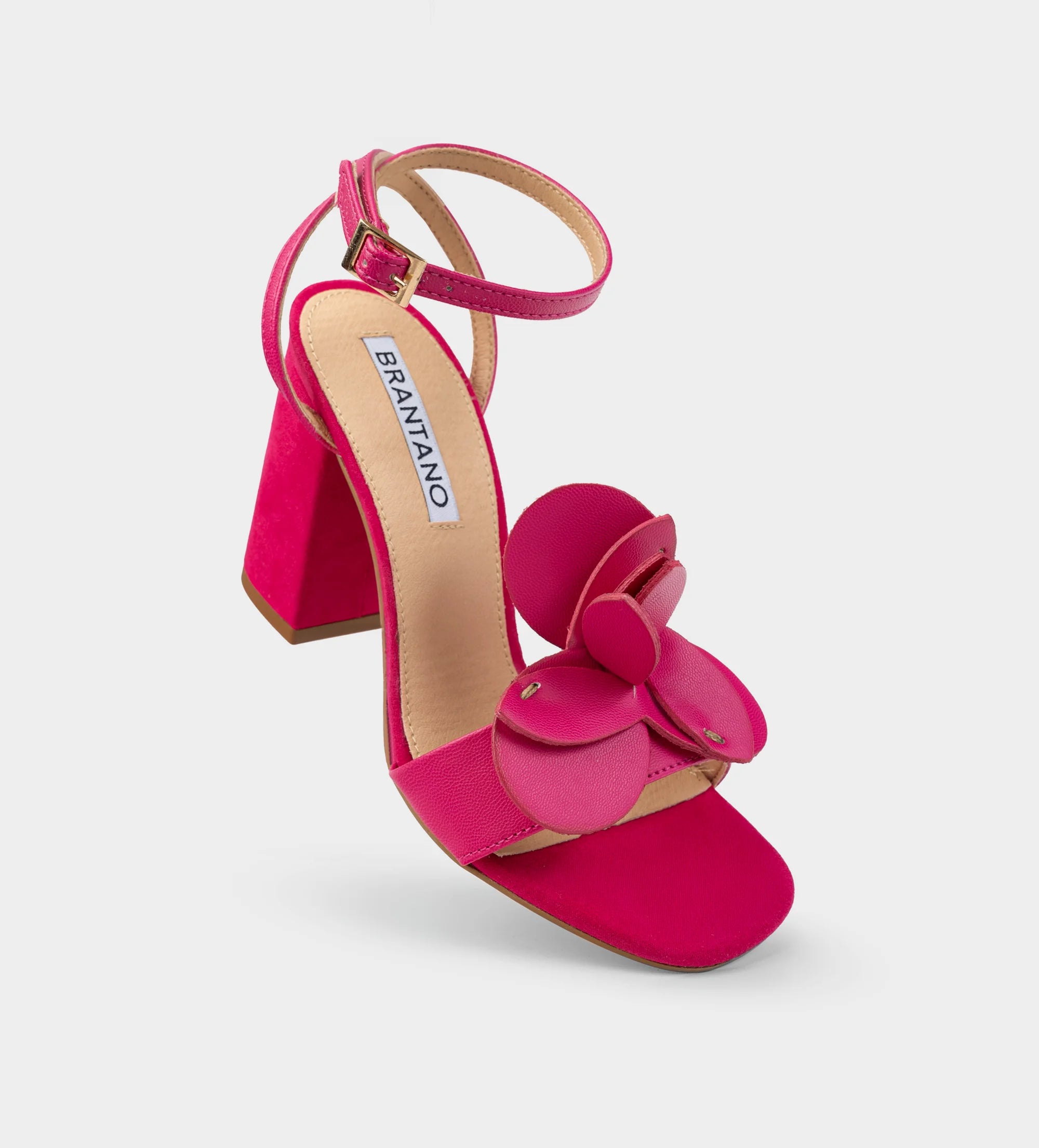 SANDALIA TACÓN FLOR ROSA