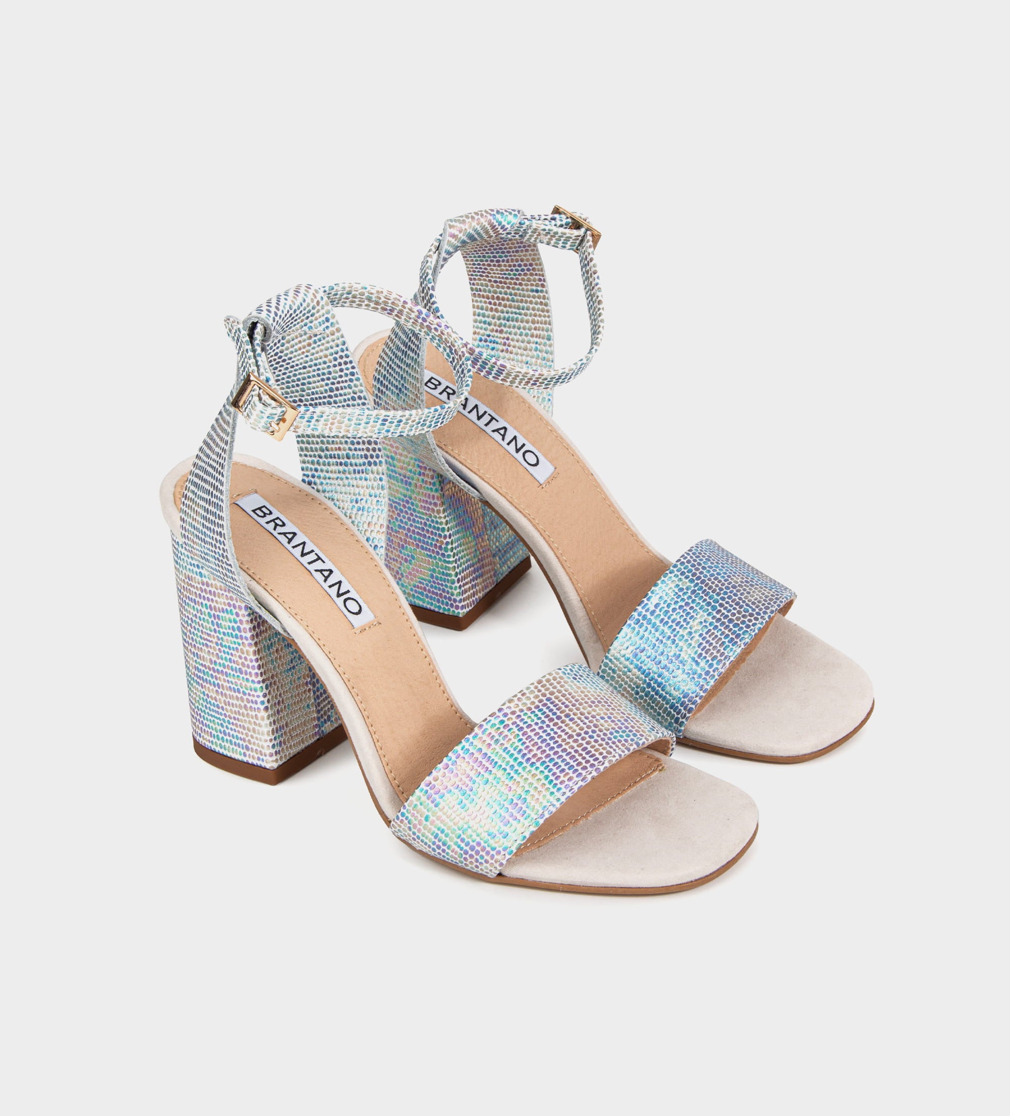 SANDALIA TACÓN PIEL MULTICOLOR