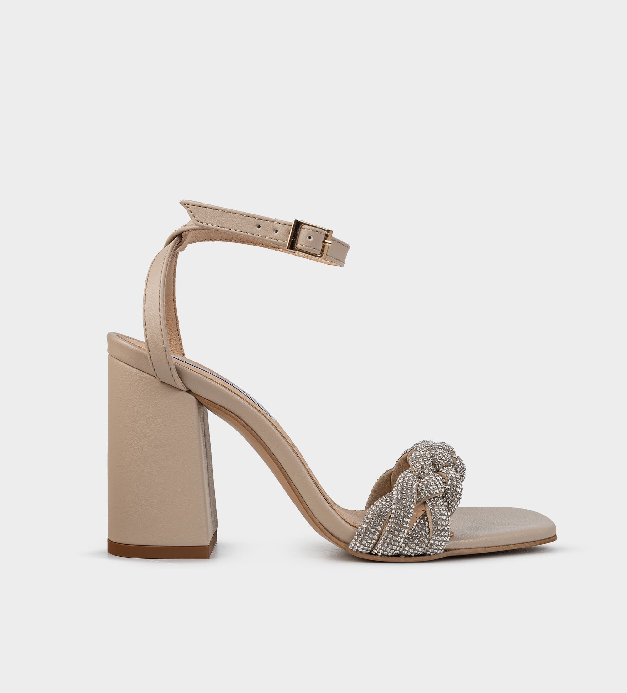 SANDALIA TACÓN BRILLOS BEIGE
