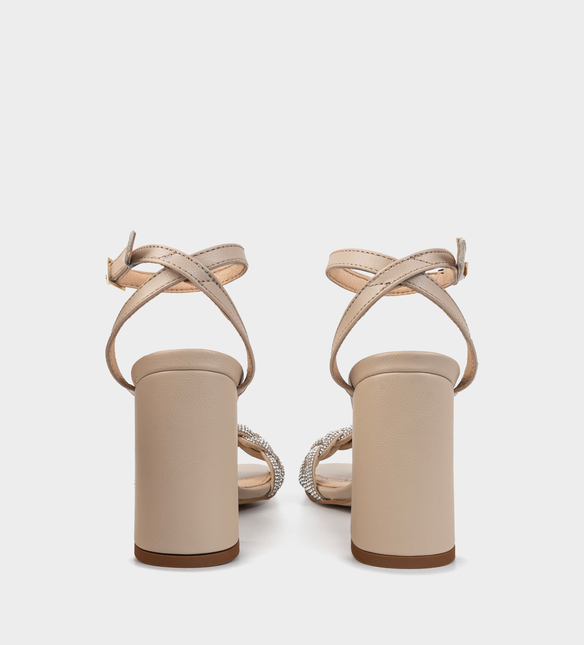 SANDALIA TACÓN BRILLOS BEIGE