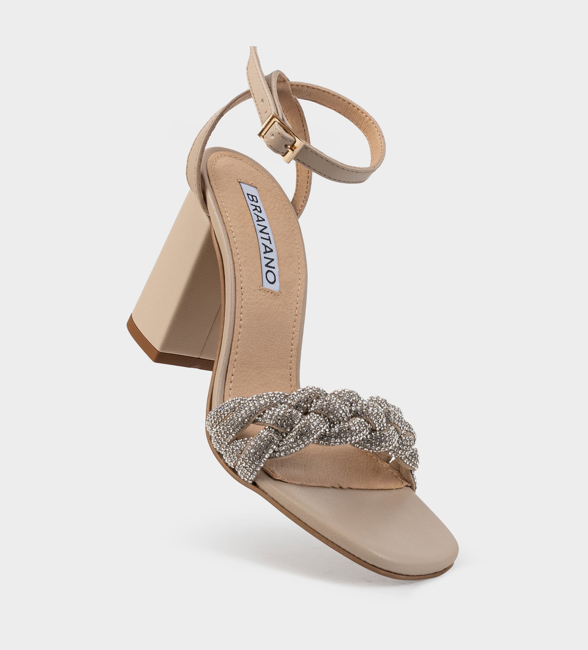 SANDALIA TACÓN BRILLOS BEIGE