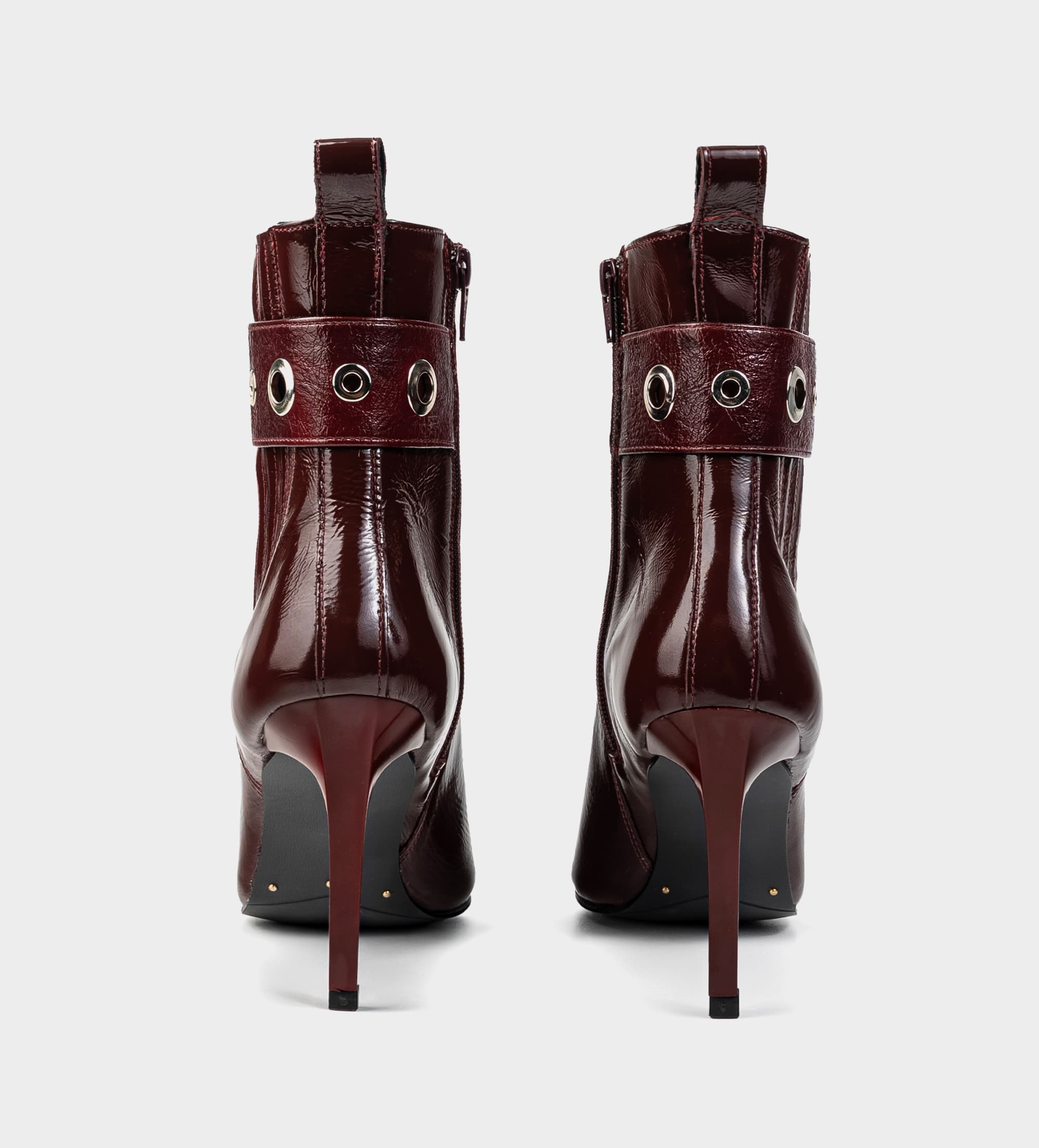 BOTA TACÓN CHELSEA PIEL CHAROL VINO