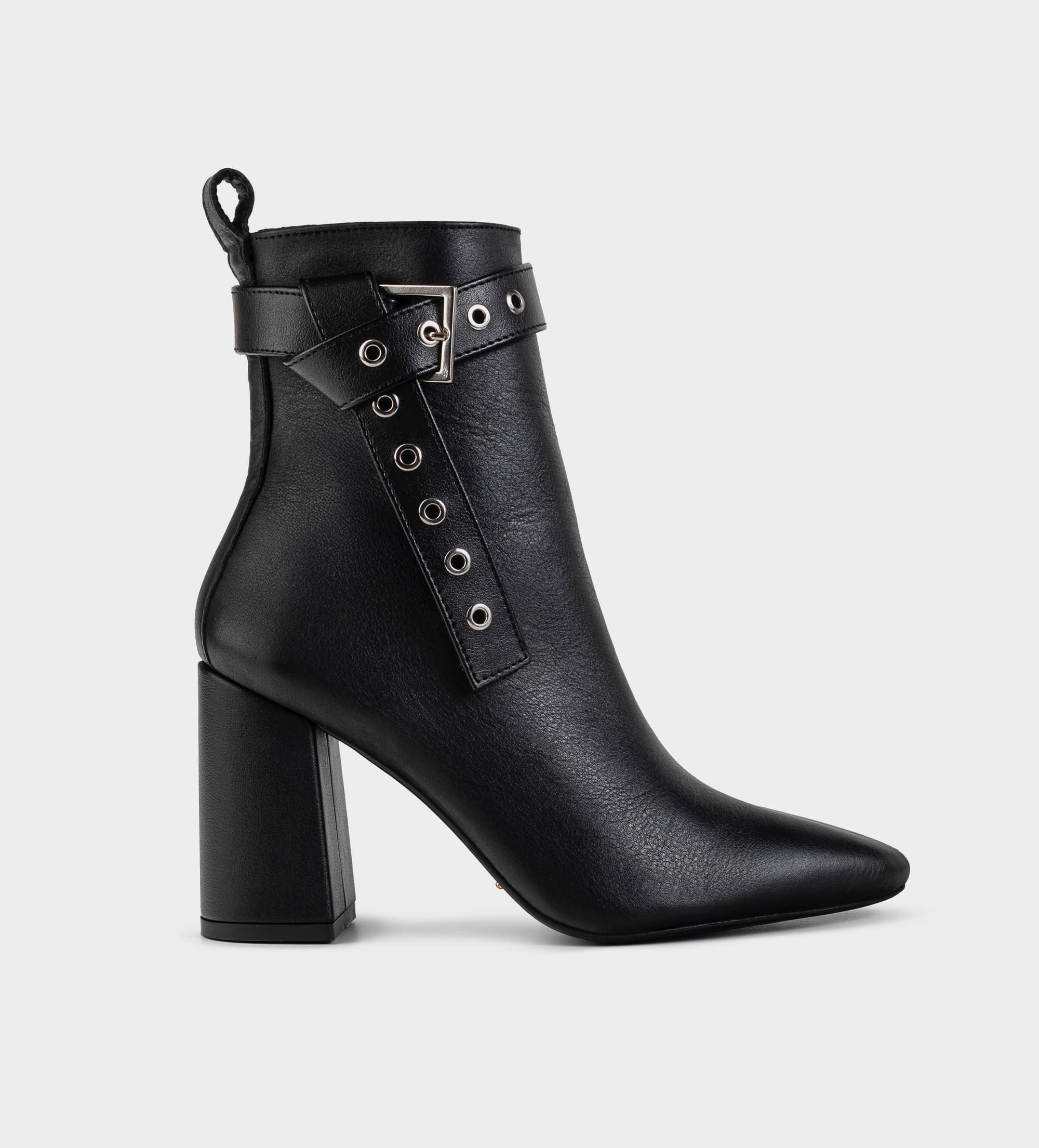 BOTA PIEL NEGRO CINTURÓN HEBILLA