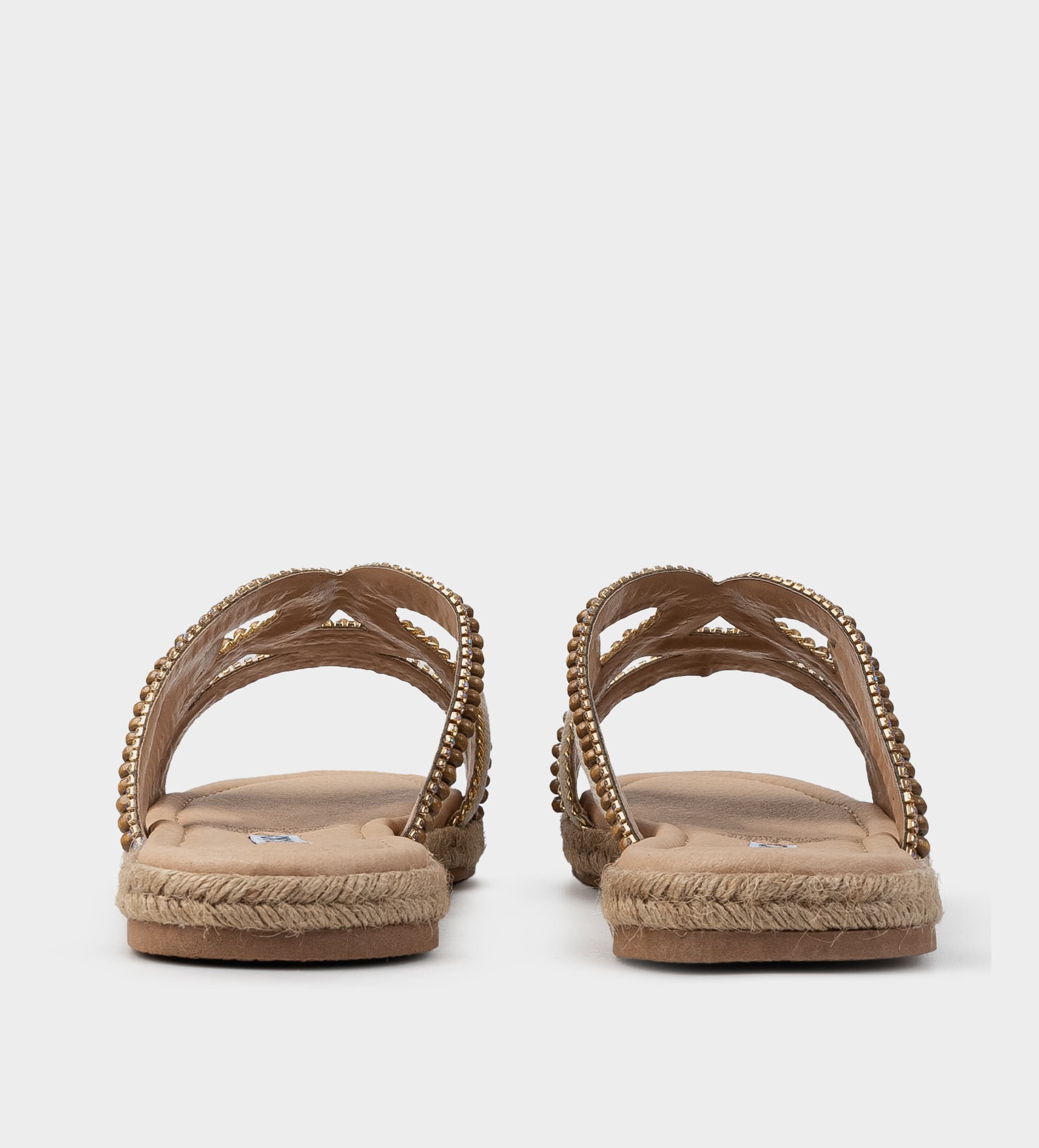SANDALIA PLANA PEDRERÍA BEIGE