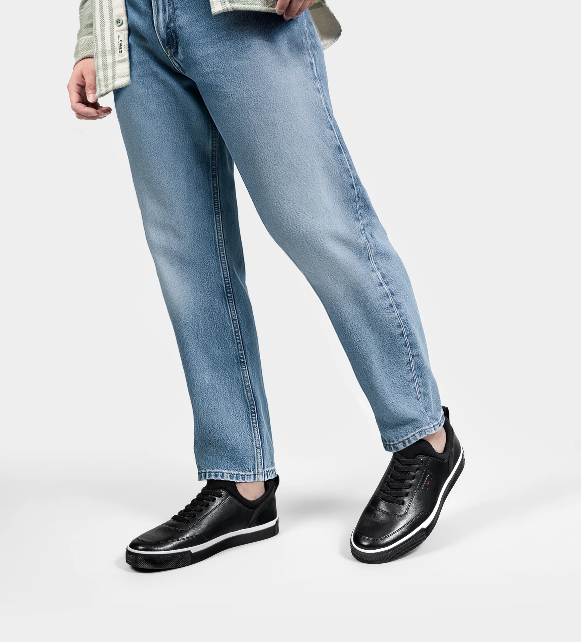 SNEAKER CASUAL AGUJETA ELÁSTICA PIEL NEGRO