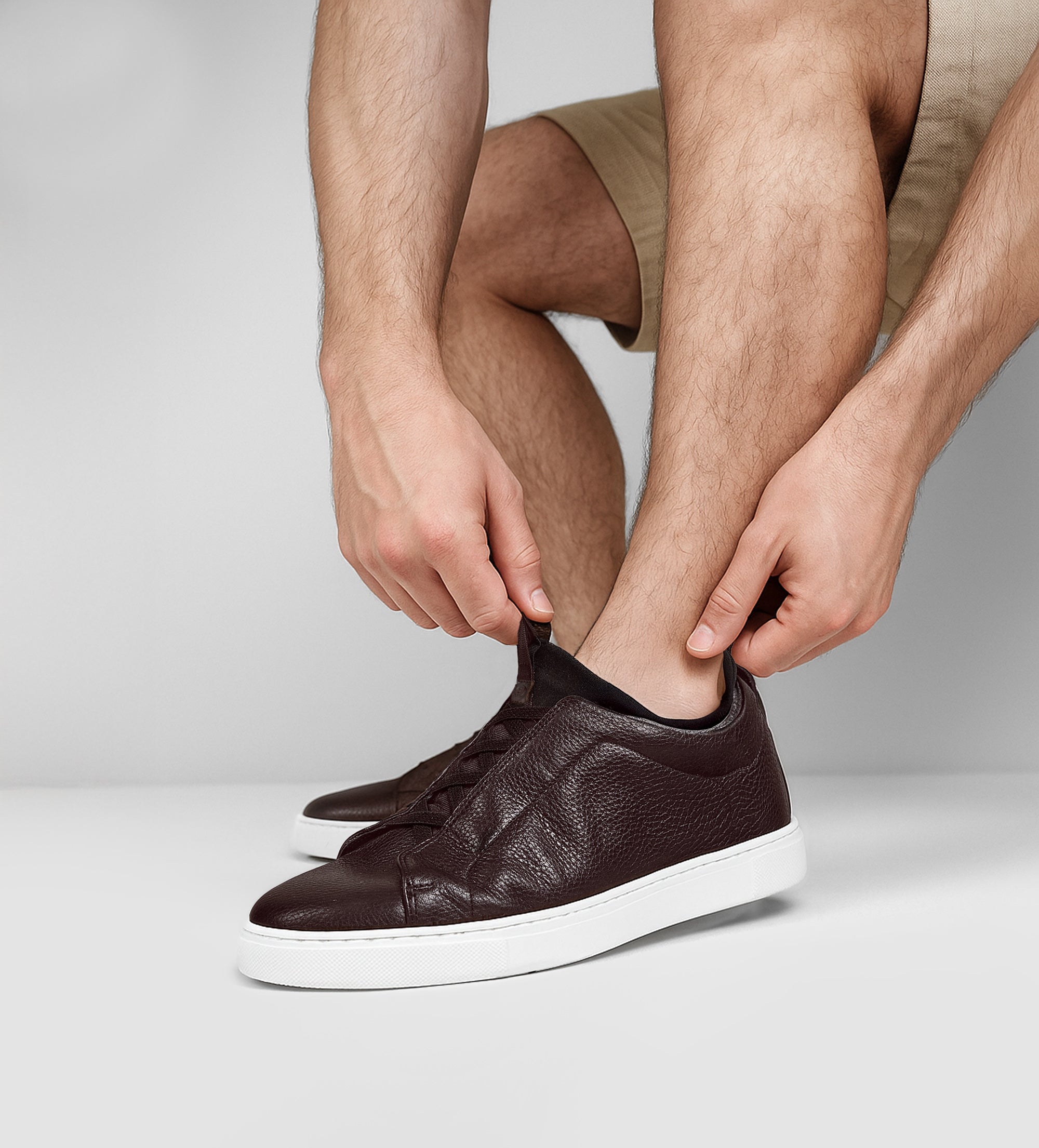 SNEAKER SLIP ON PIEL CAFÉ