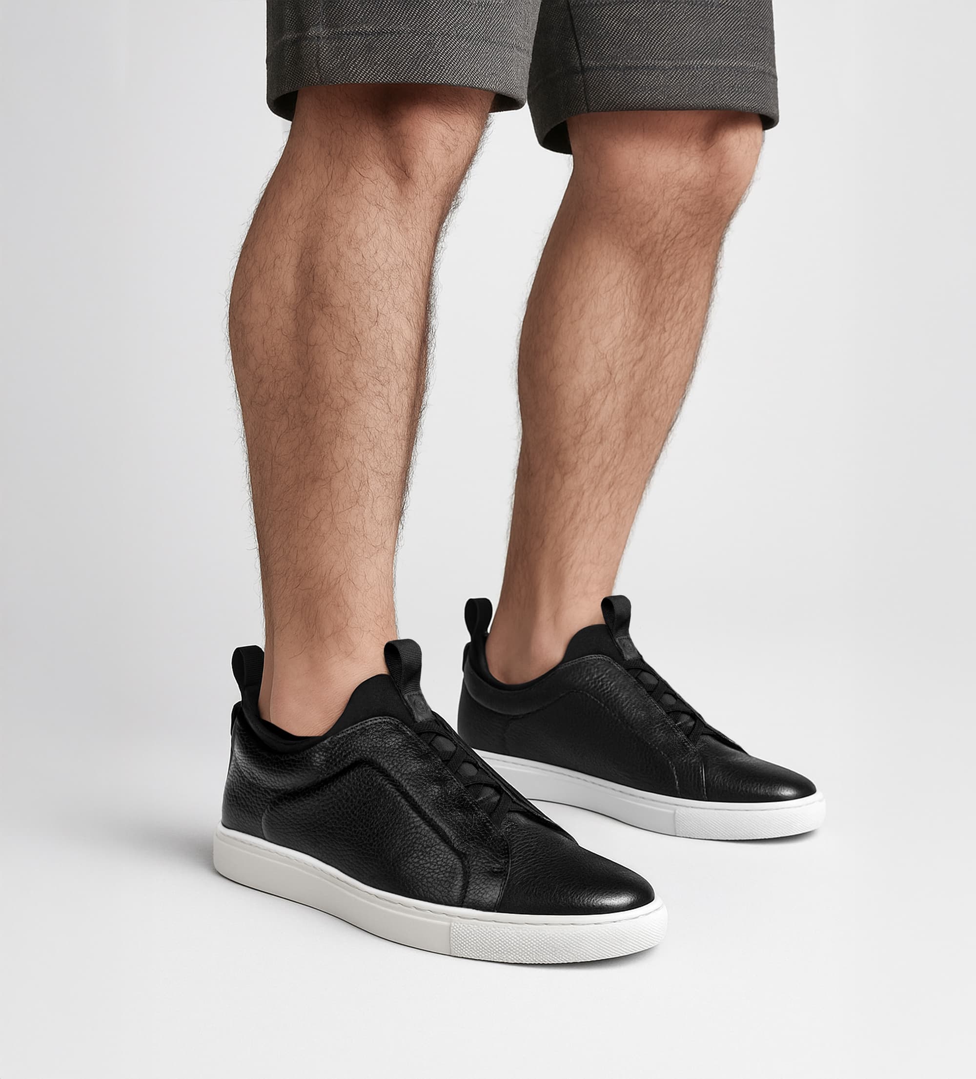 SNEAKER SLIP ON PIEL NEGRO