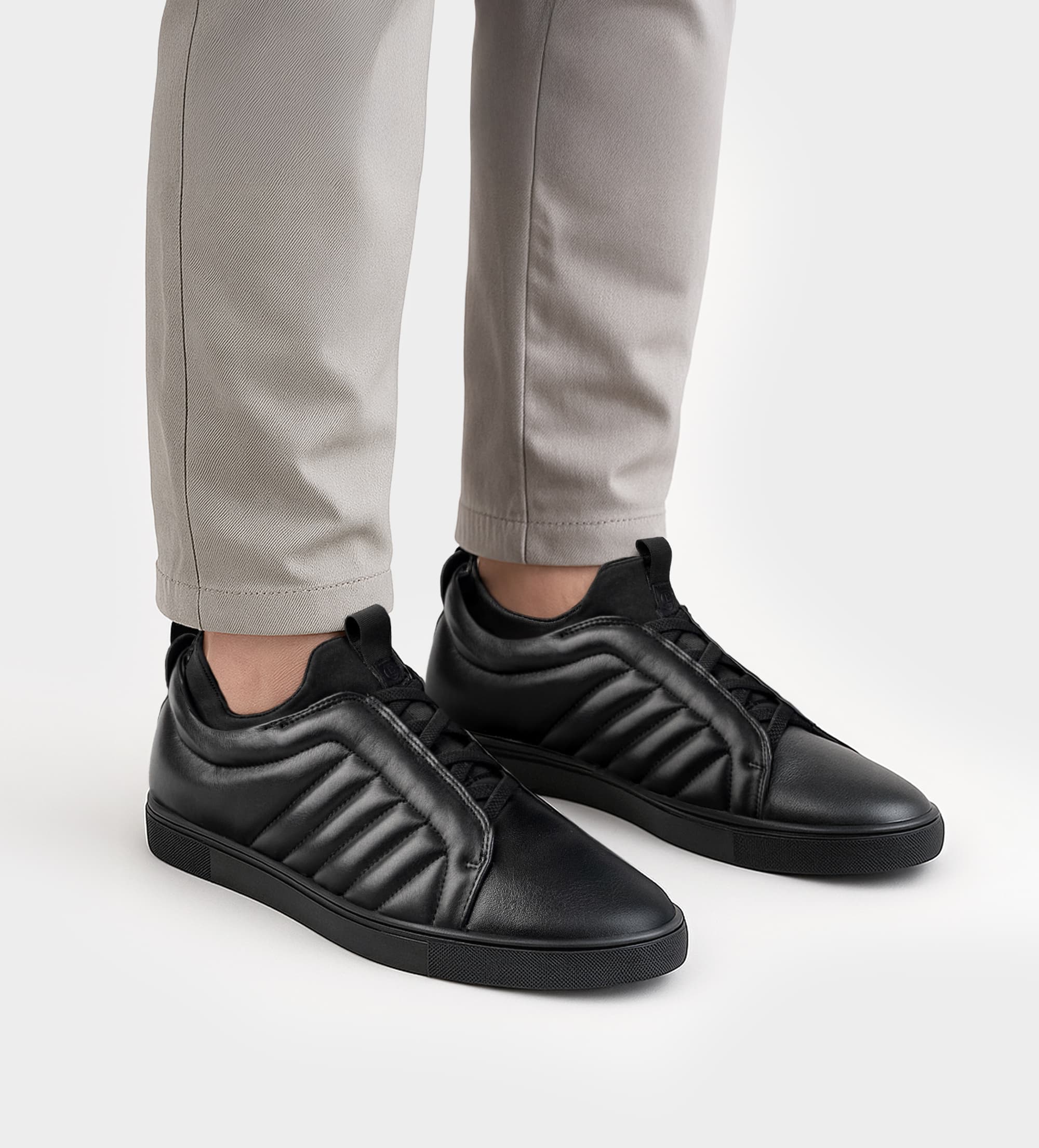 SNEAKER CASUAL CALCETÍN SLIP ON PIEL NEGRO