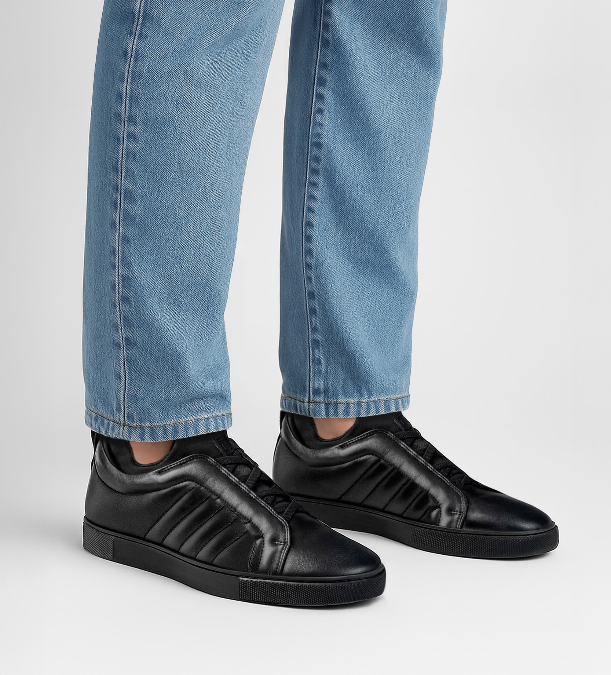 SNEAKER CASUAL CALCETÍN SLIP ON PIEL NEGRO