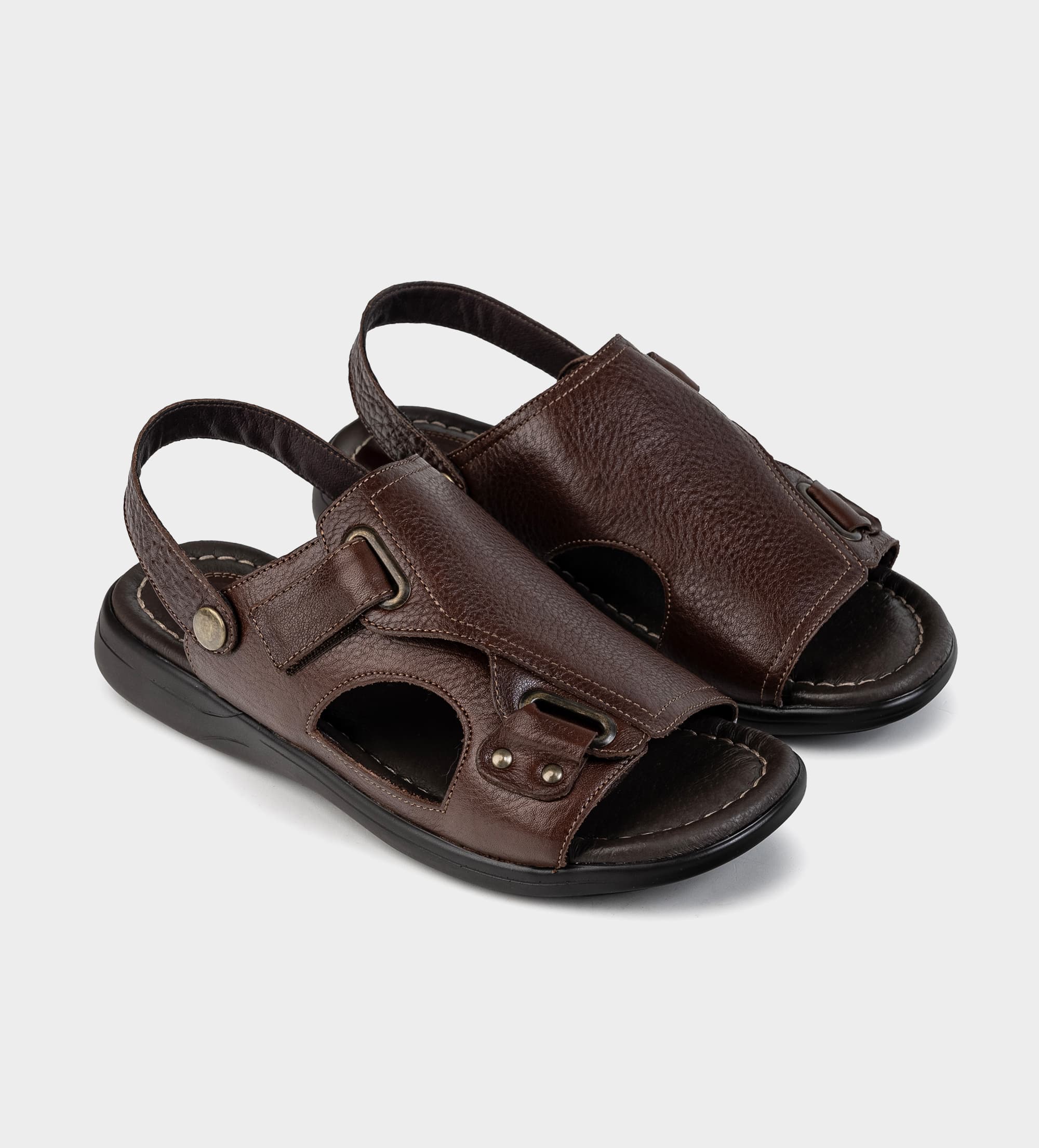 SANDALIA CONFORT AJUSTABLE PIEL CAFÉ